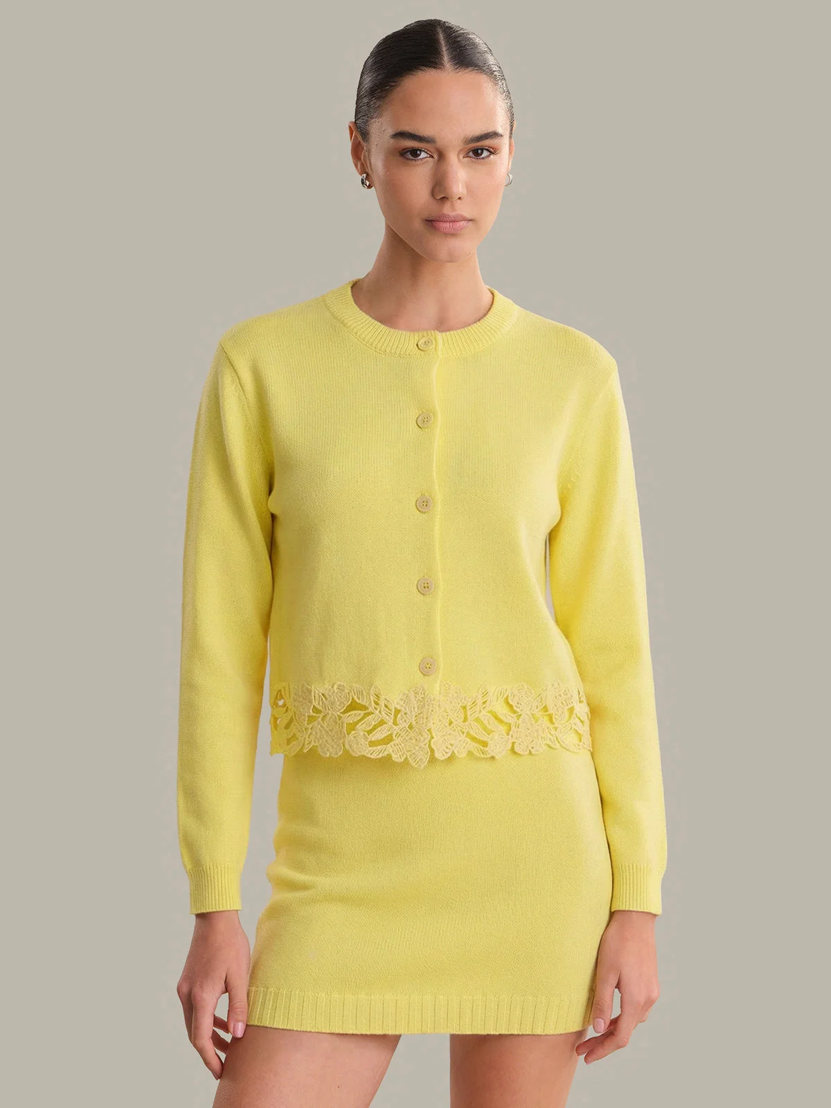 Leena: Lace Trim Cotton Cardigan - 1