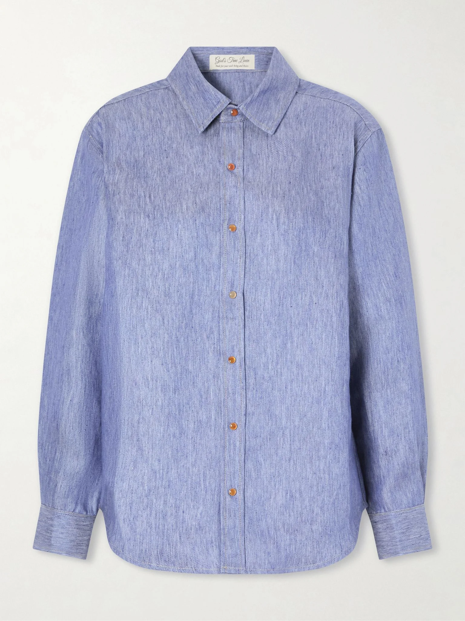 Linen-denim shirt Blue - 1