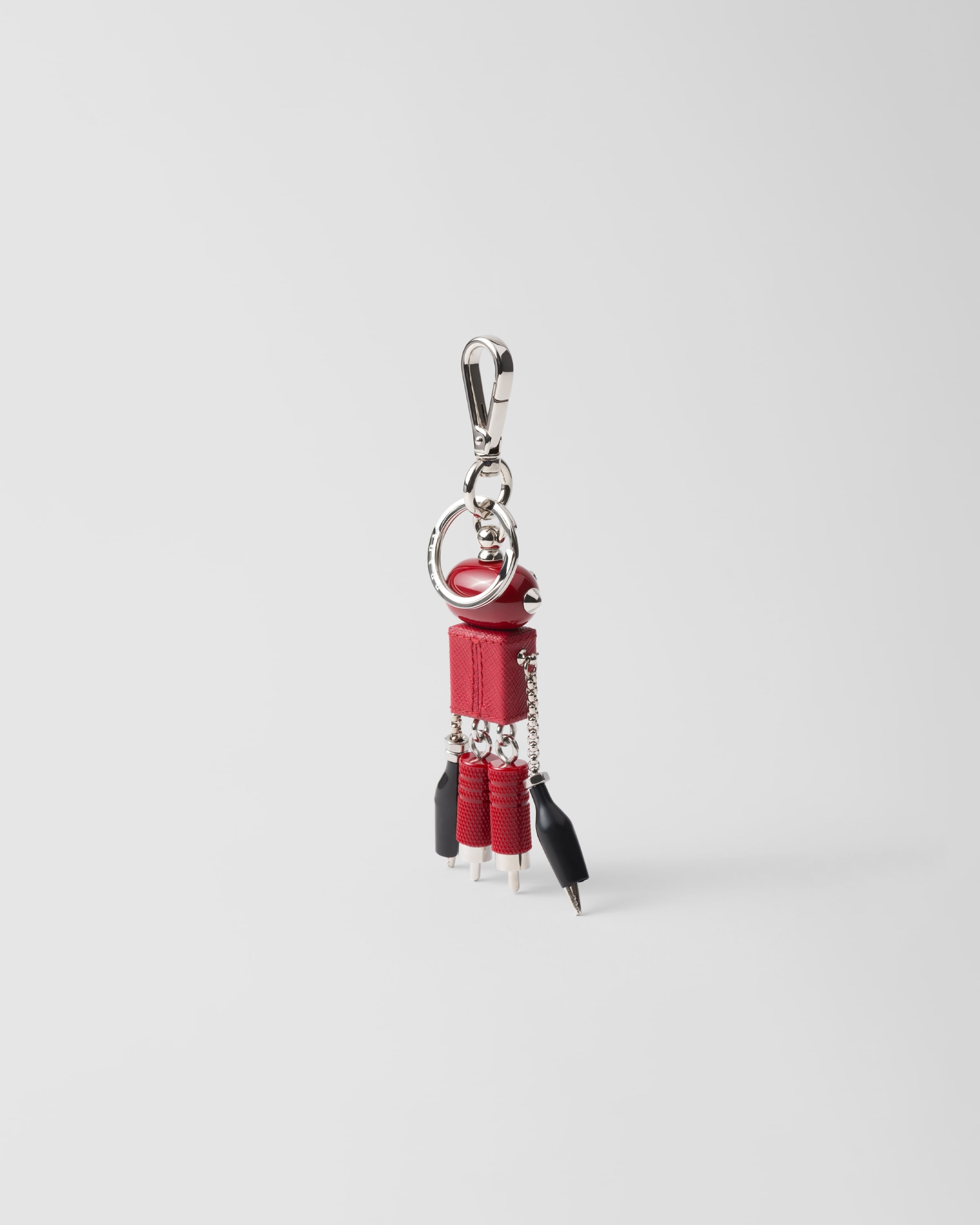 Saffiano leather robot trick keychain - 3