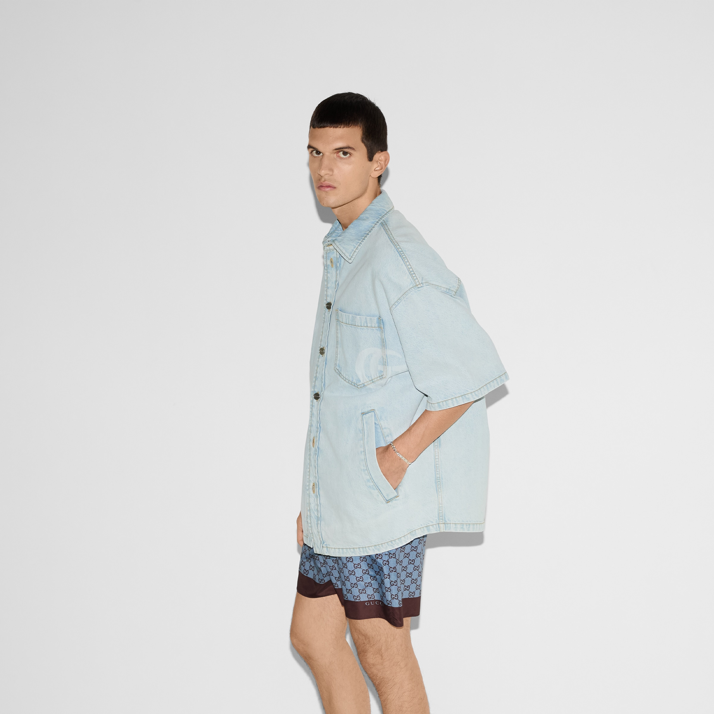 Lasered denim shirt - 6