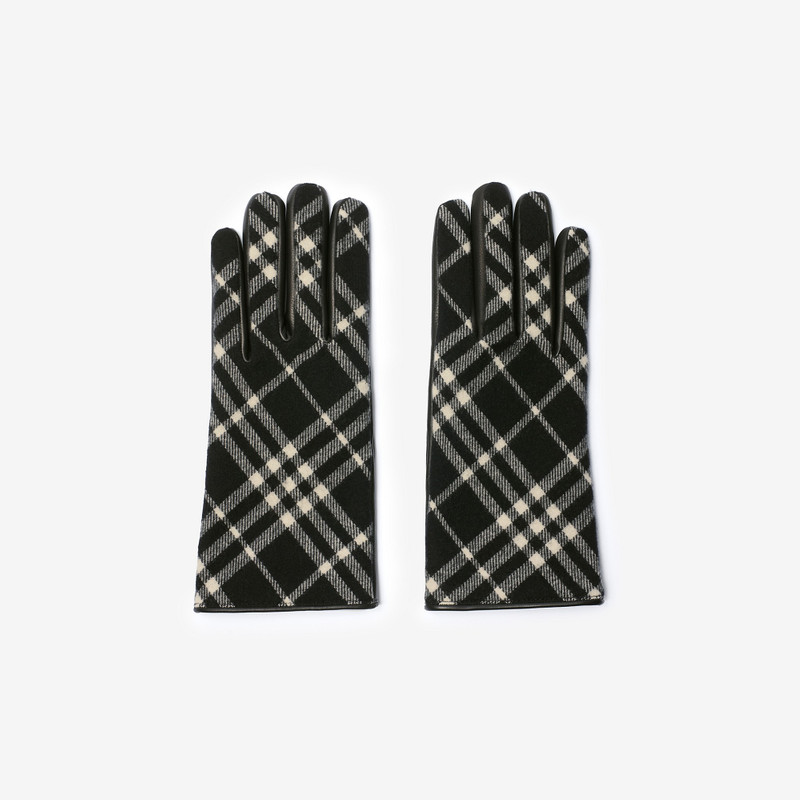 Check Wool Cashmere Gloves 1