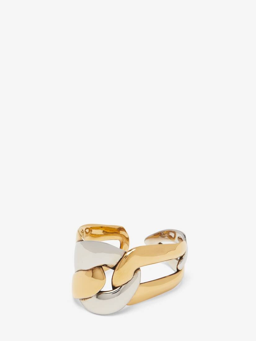 Women's Chain Double Ring in Antique Silver/gold - 3