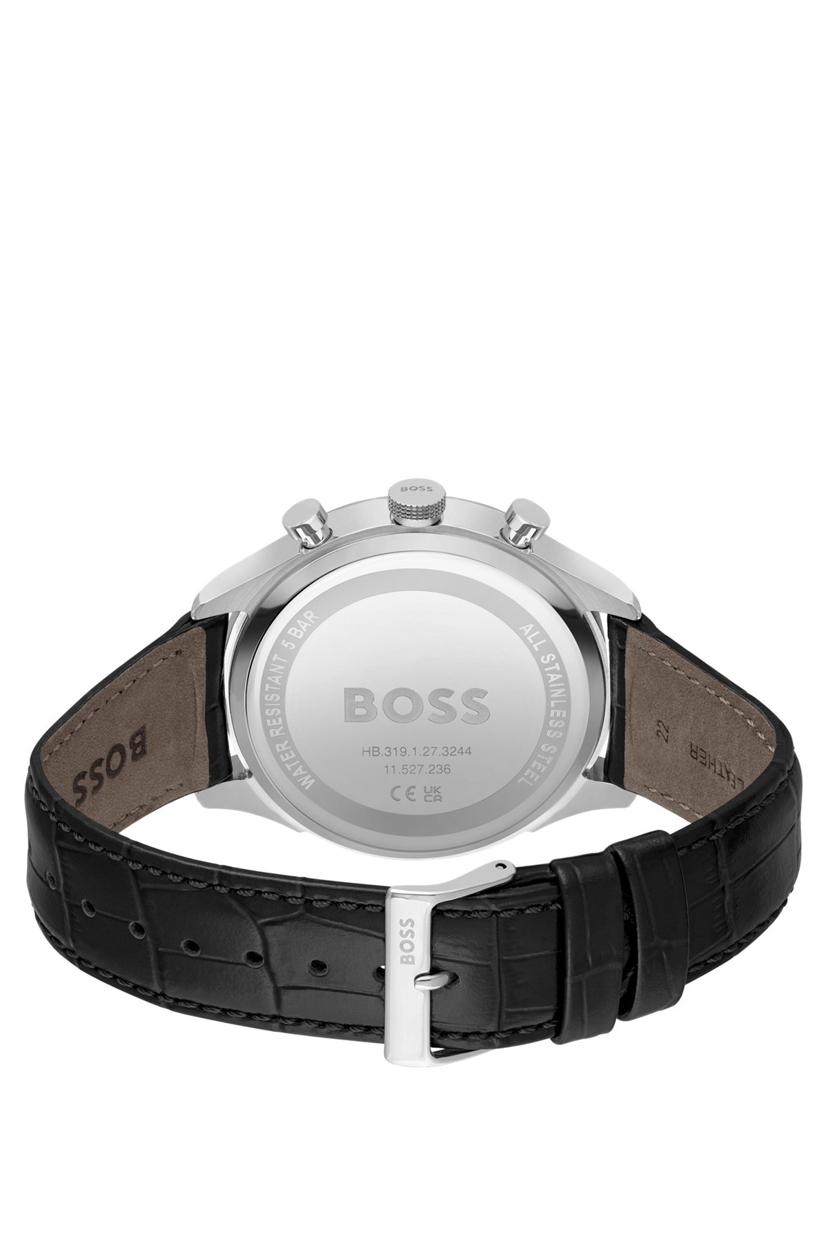 CHRONOGRAPH WATCH WITH CROCODILE LEATHER STRAP - 3