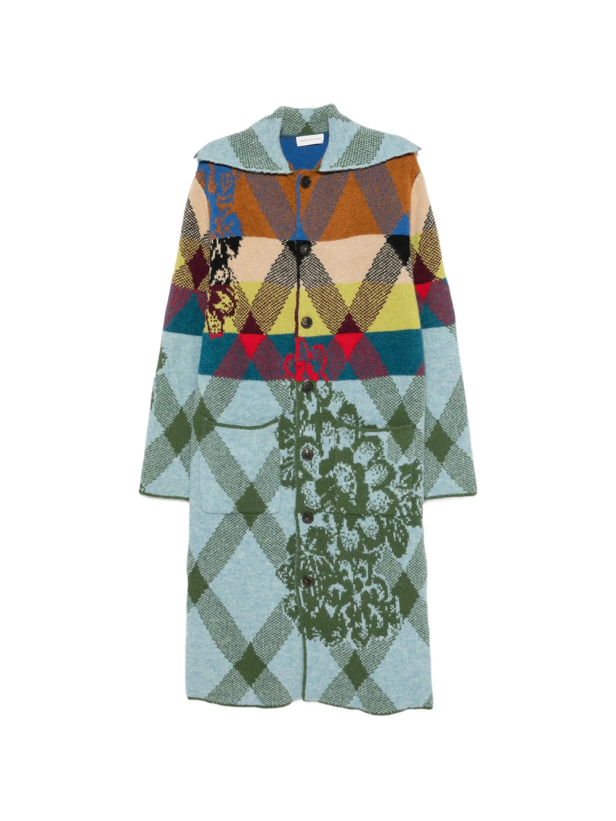 Dries Van Noten Argyle Floral-pattern Coat - 1