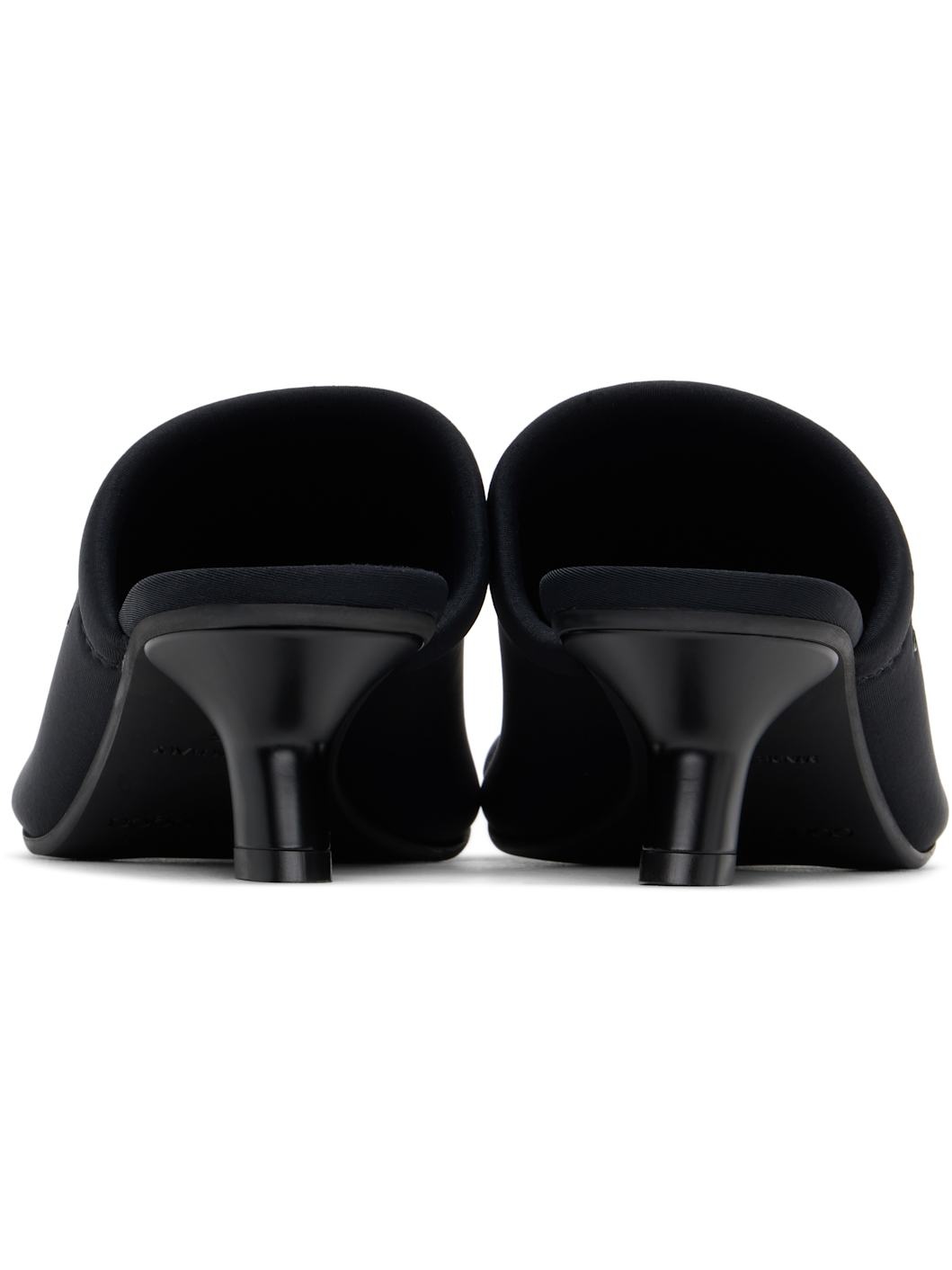 Black Wet Scuba Heeled Mules - 2