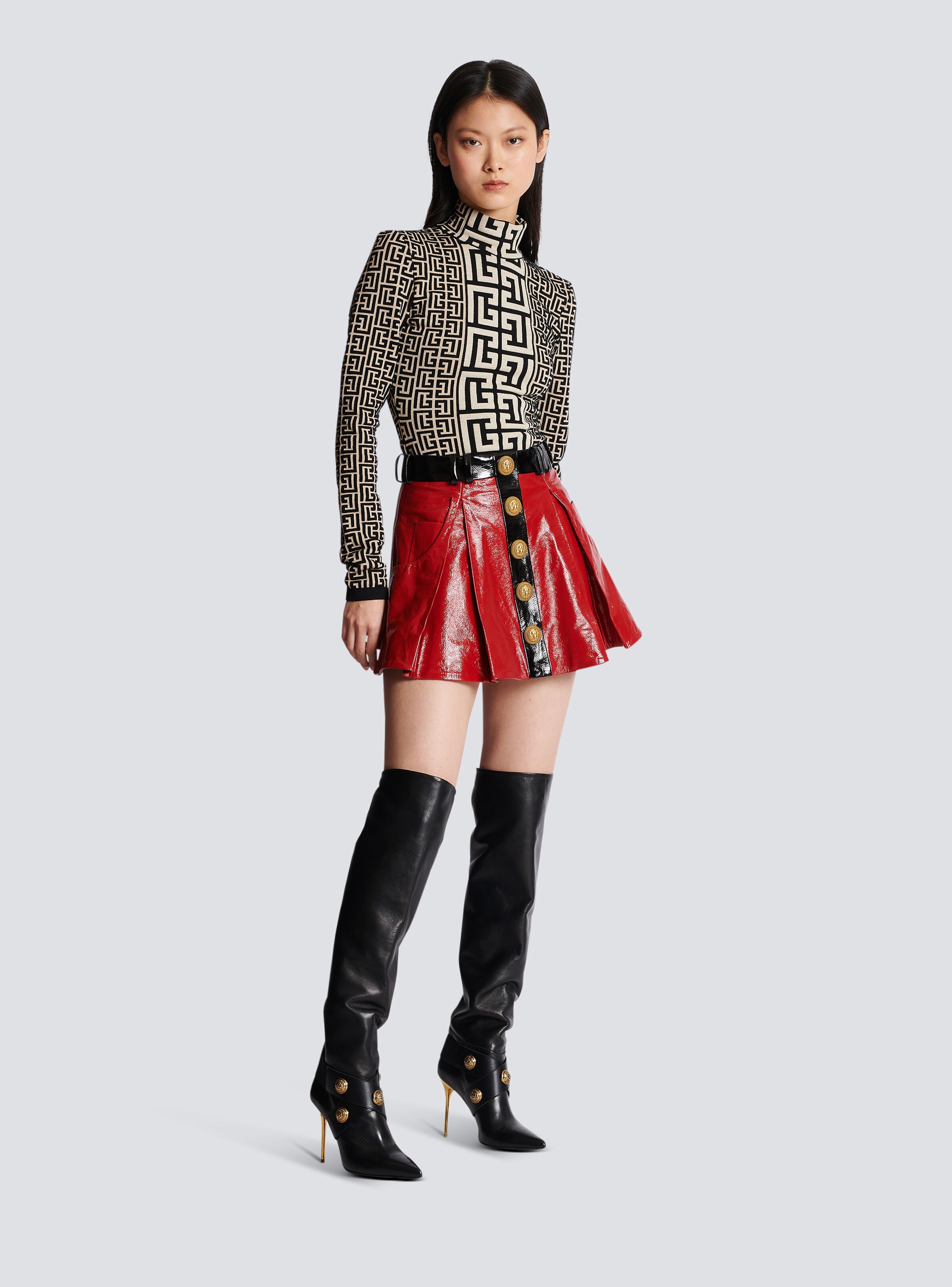 Pleated patent leather skirt - 3