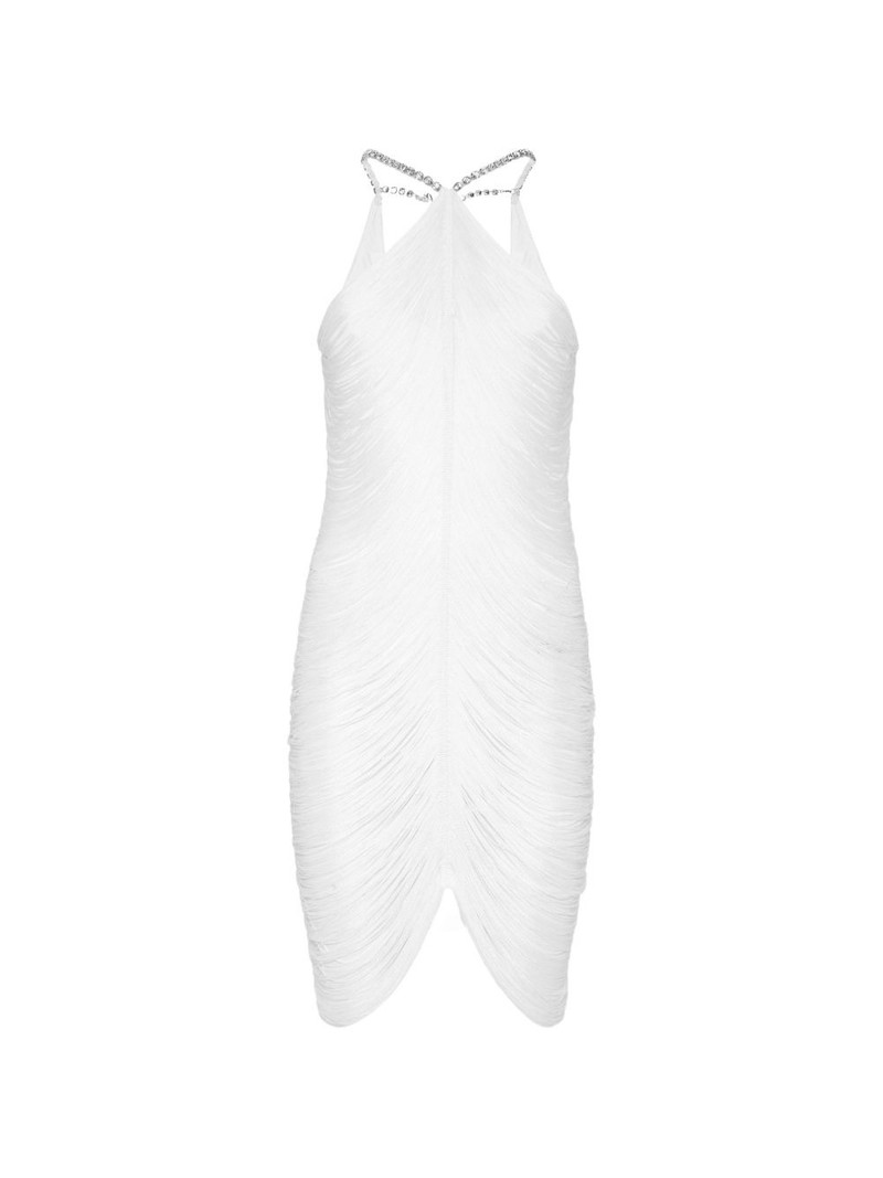 draped fringe mini dress 1