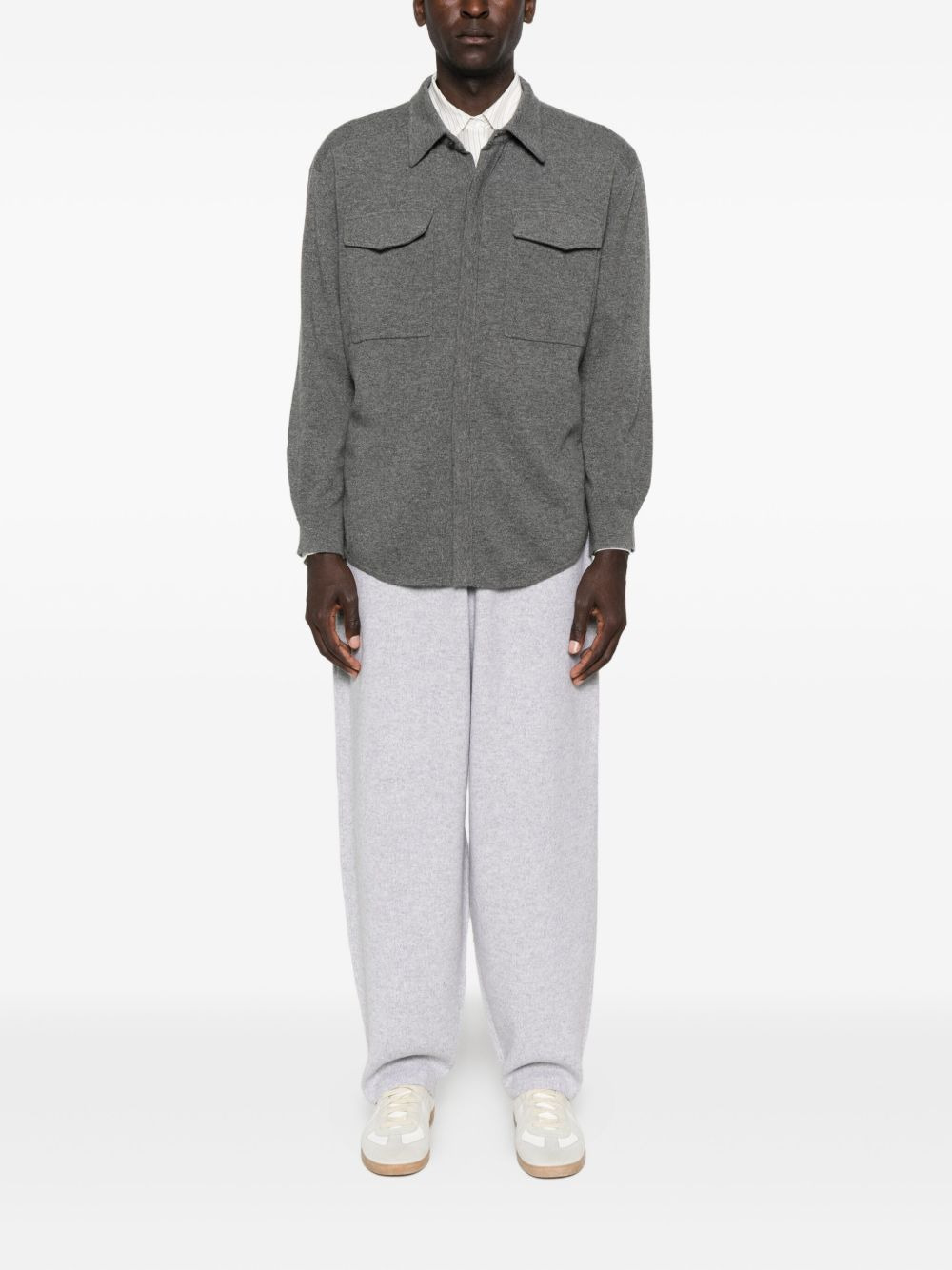 double-pocket cashmere shirt jacket - 2