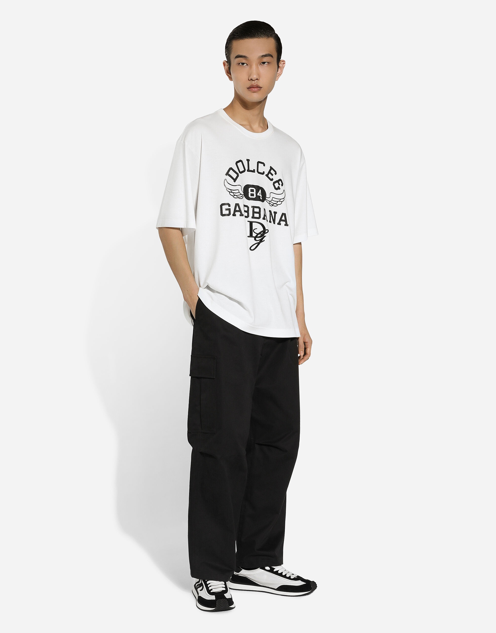 Cotton round-neck T-shirt with Dolce&Gabbana logo - 6