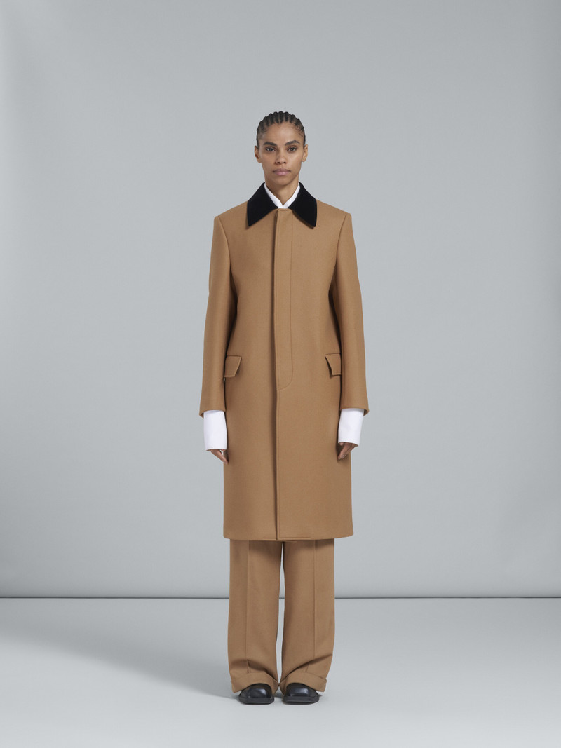 Marni BROWN COAT WITH VELVET COLLAR outlook