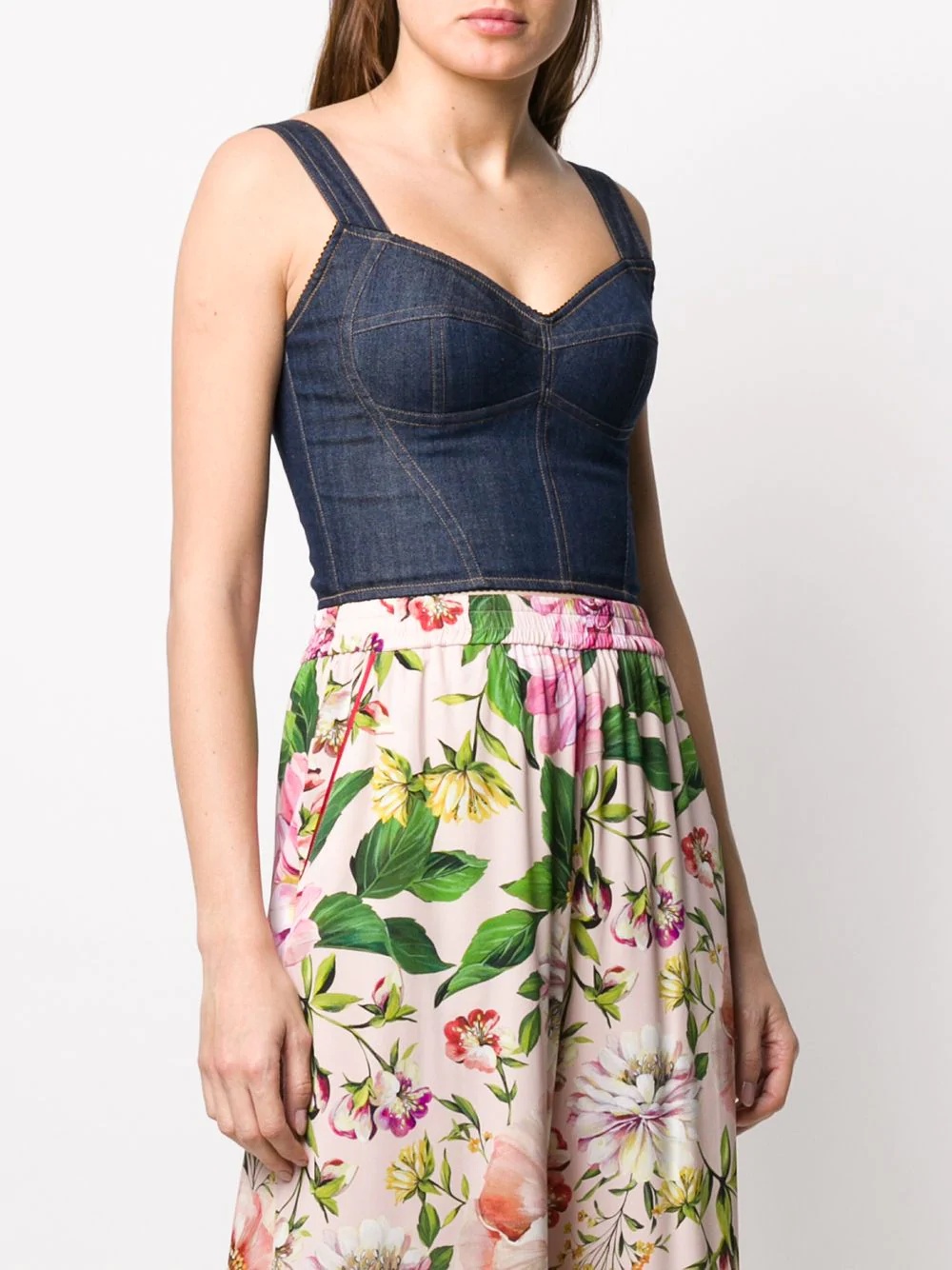 cropped denim corset top - 3