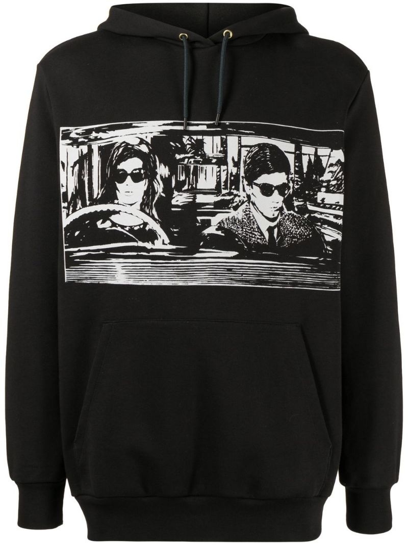 graphic-print drawstring hoodie - 1