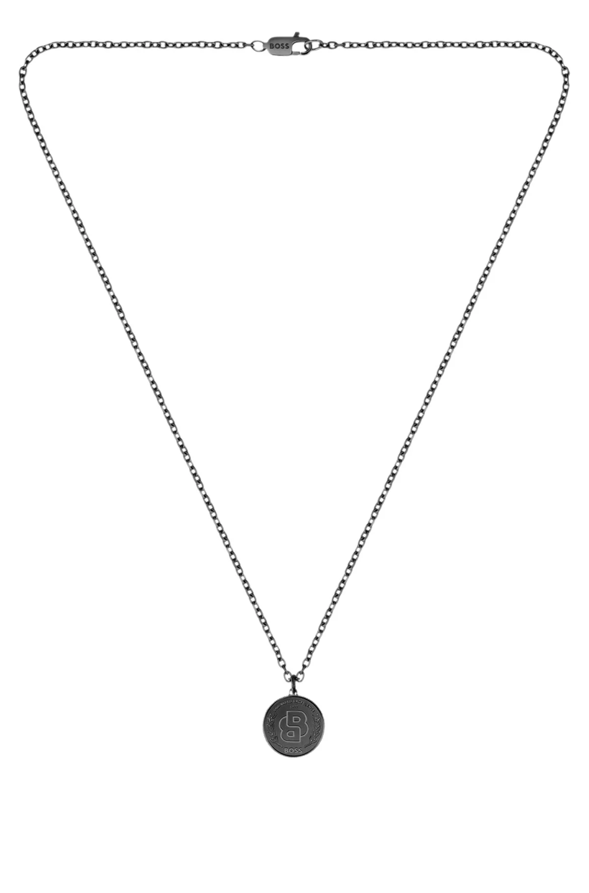 BLACK-PLATED NECKLACE WITH DOUBLE B MONOGRAM MEDALLION - 1