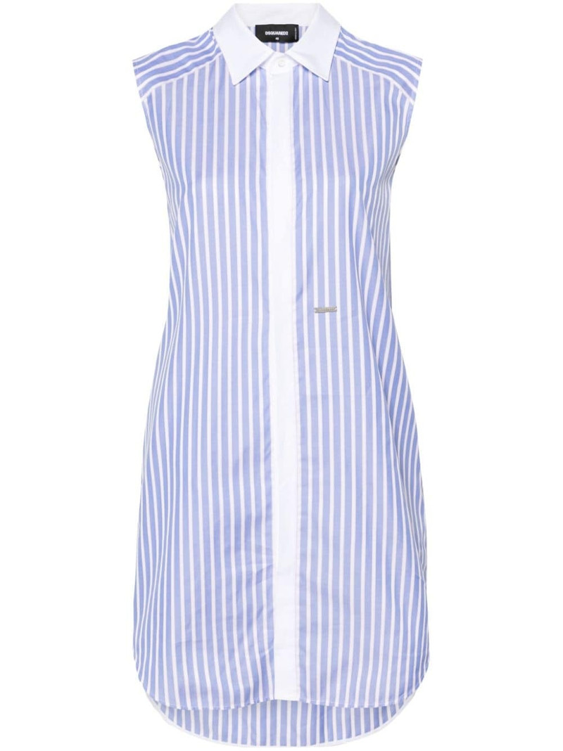 knotted-sleeves striped shirtdress 1