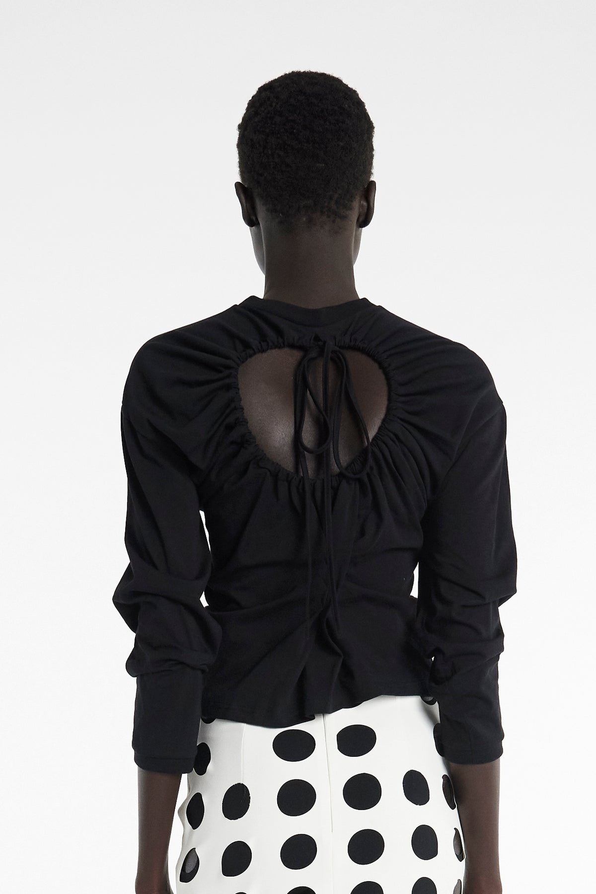 LONGSLEEVE KNOTTED JERSEY TOP BLACK - 2