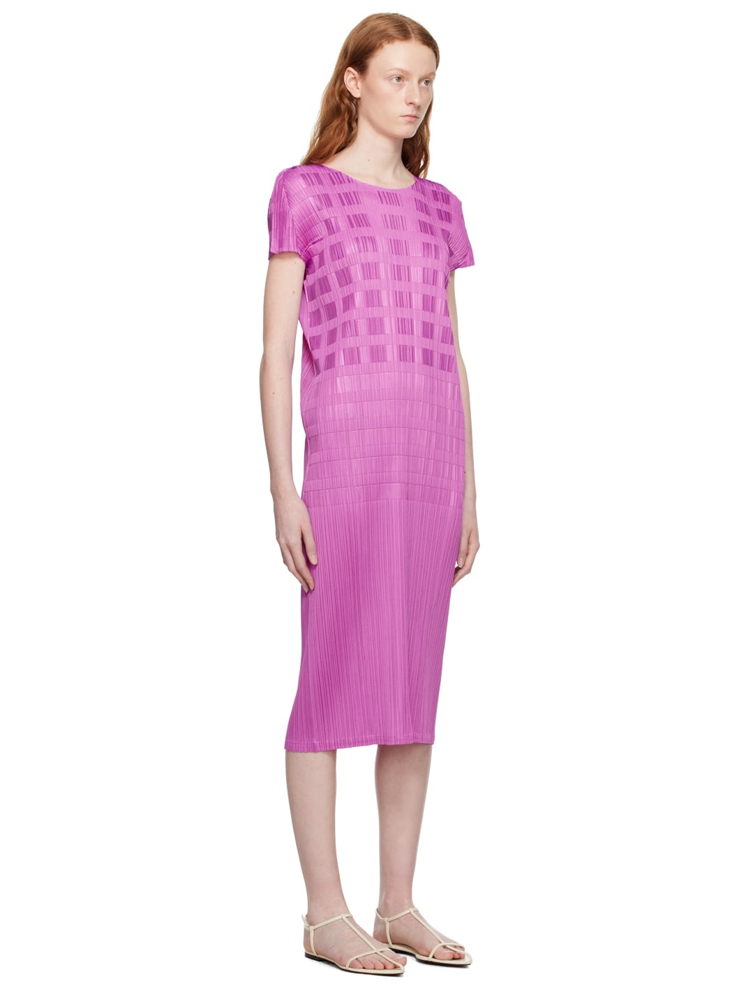 Pleats Please Issey Miyake plissé-effect sleeveless midi dress - Purple