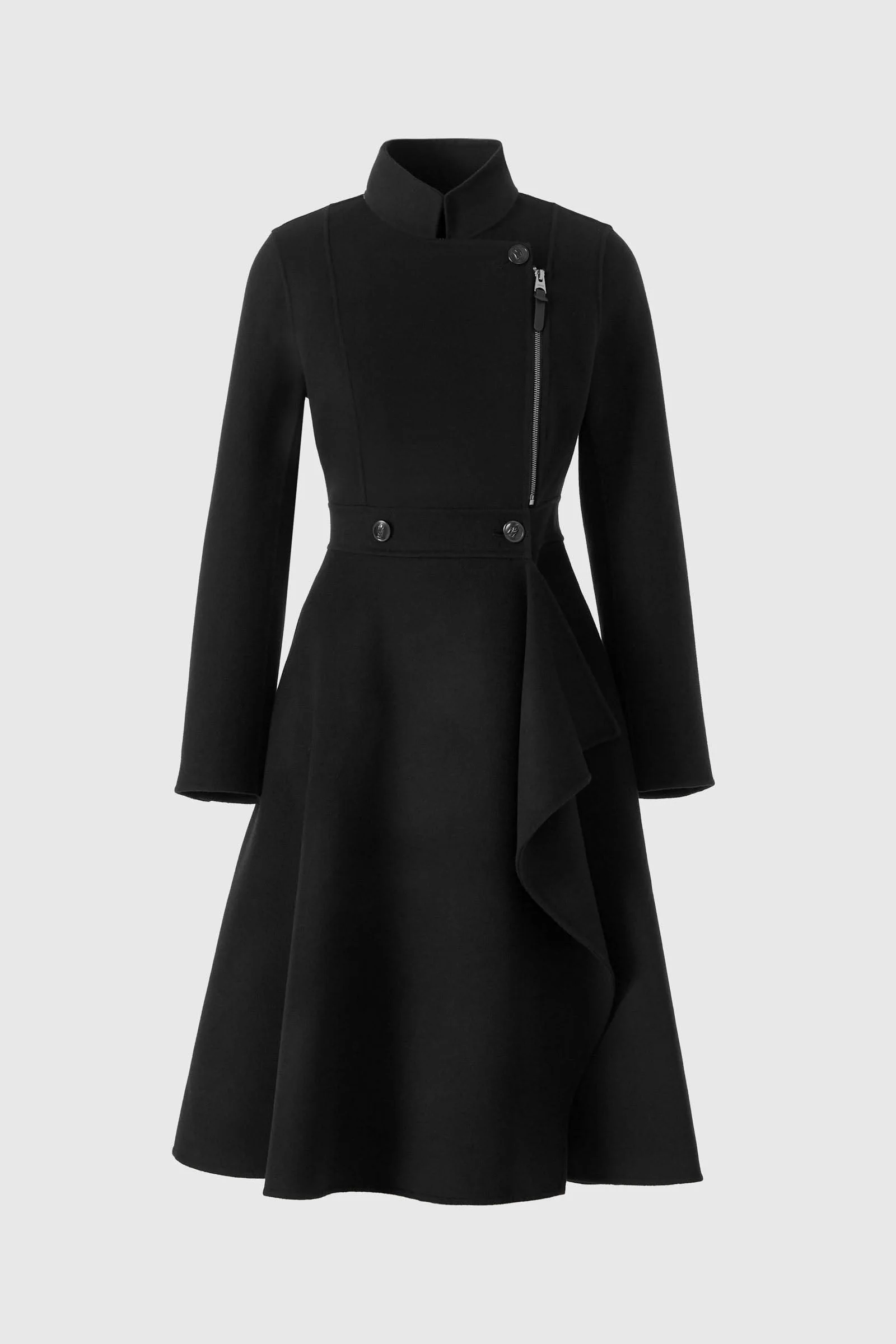 ANNIA Asymmetrical Wool Coat - 1