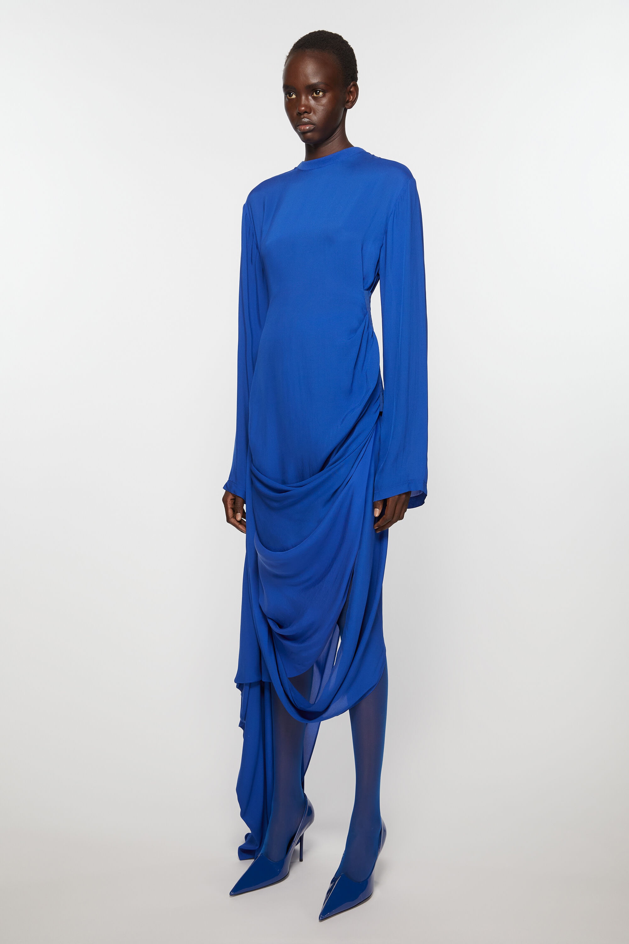 Silk fluid dress - Electric blue - 3