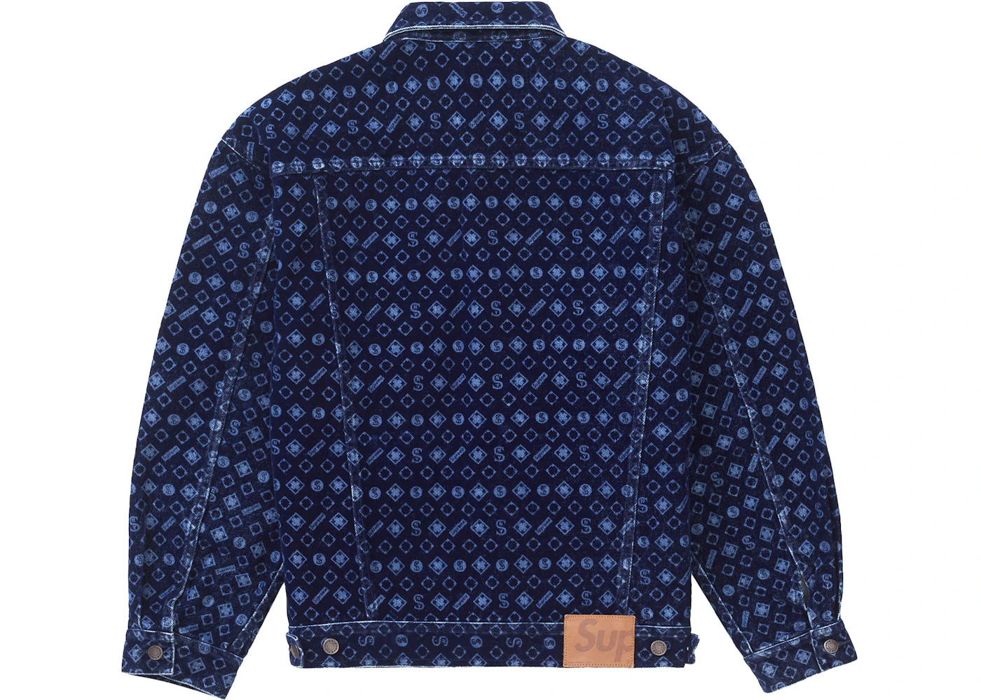 Supreme Flocked Denim Trucker Jacket Blue - 2
