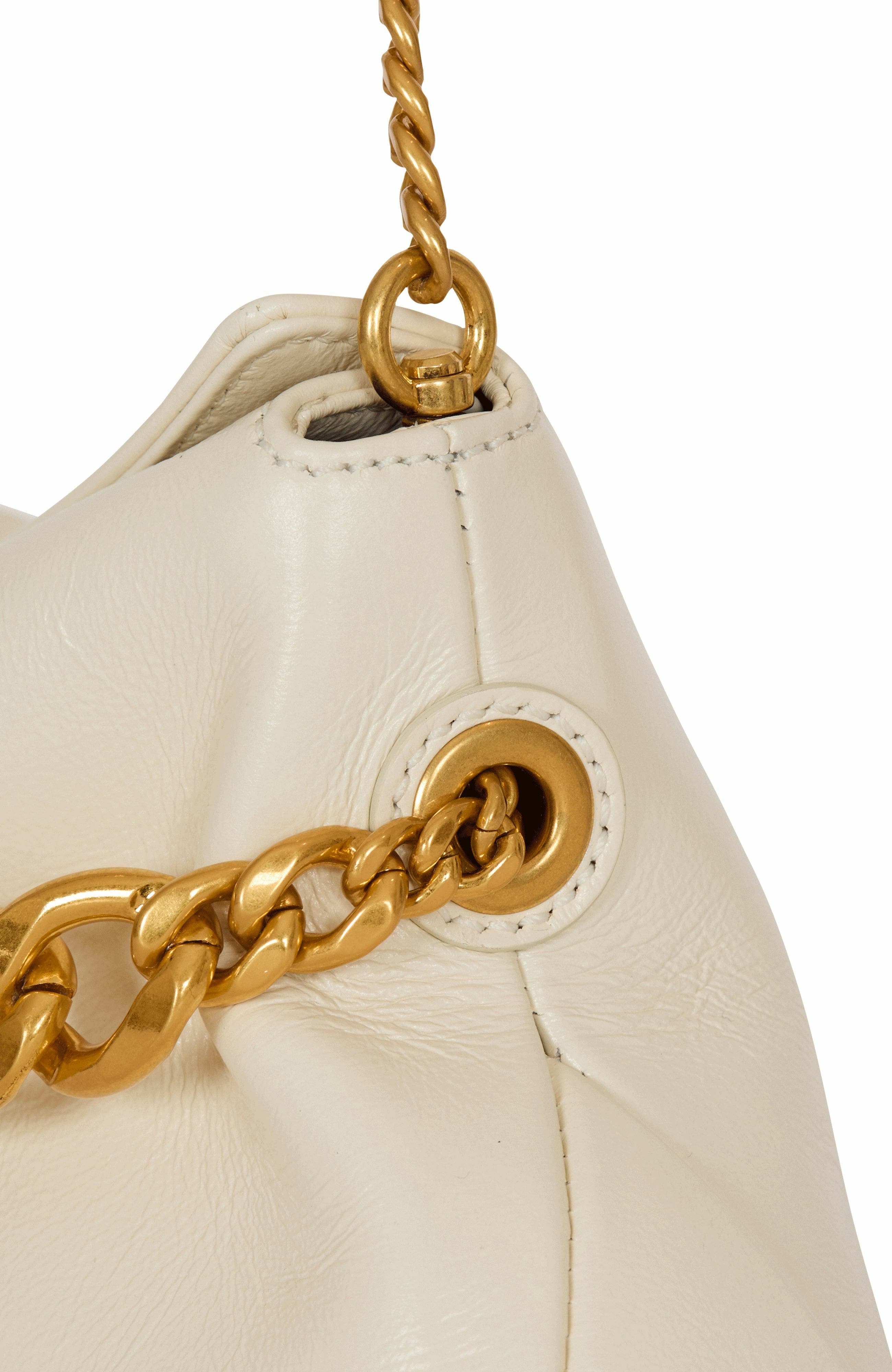 Balmain 1945 Soft crinkled leather clutch in White at Nordstrom - 6