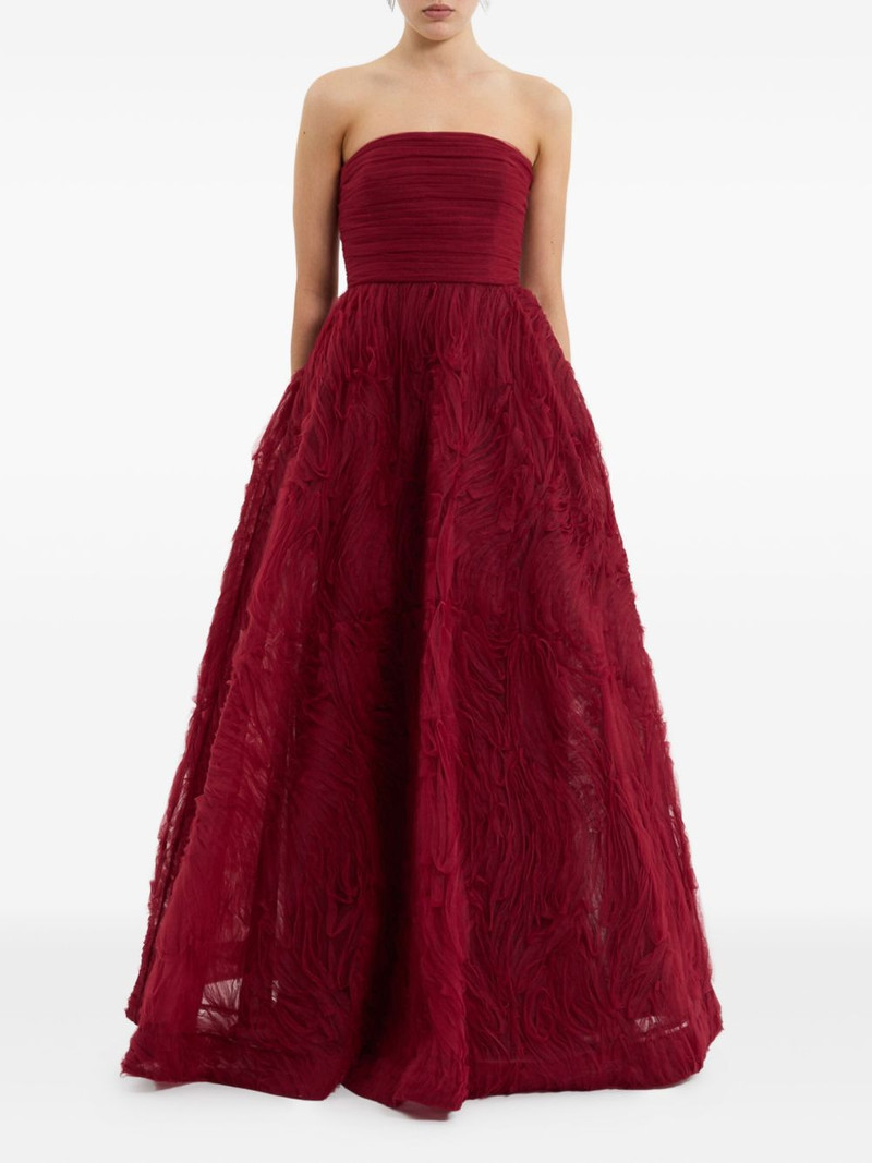 REBECCA VALLANCE Willow strapless ruffled gown outlook