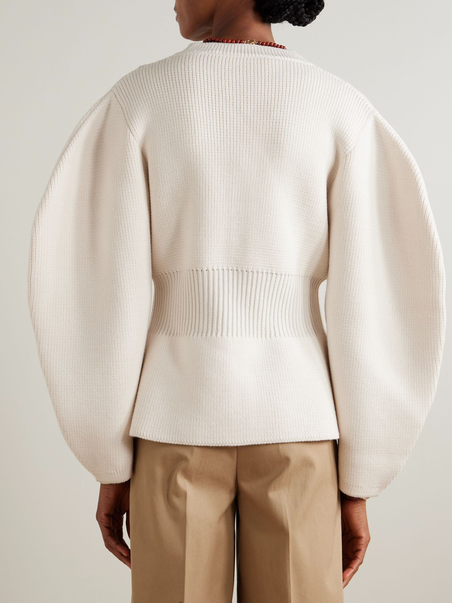 Adrian ribbed cable-knit wool cardigan Ecru - 3