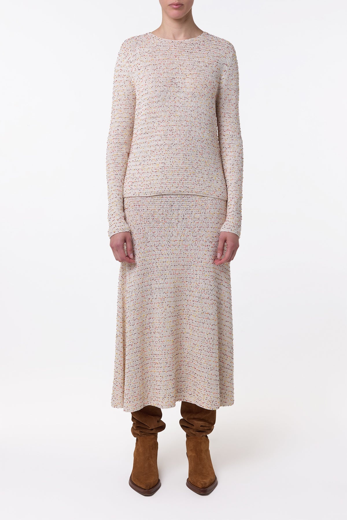 Galene Knit Sweater in Ivory Multi Beaded Cashmere - 2