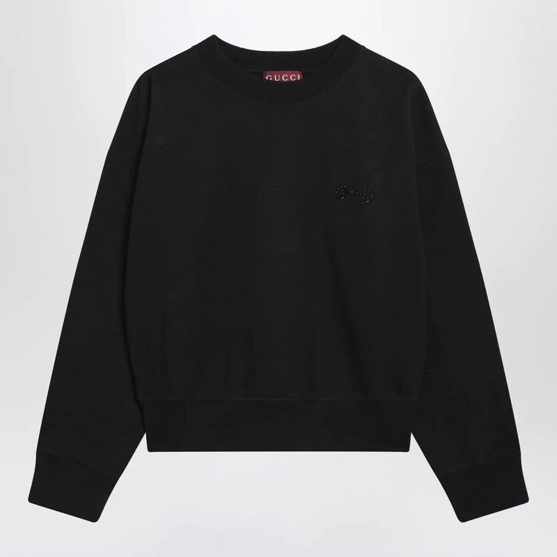 Gucci Black Sweatshirt With Horsebit Embroidery Women - 1