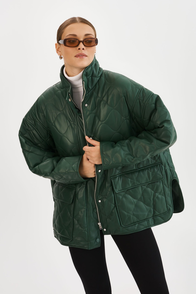 VERINA | Faux Leather Quilted Coat 1