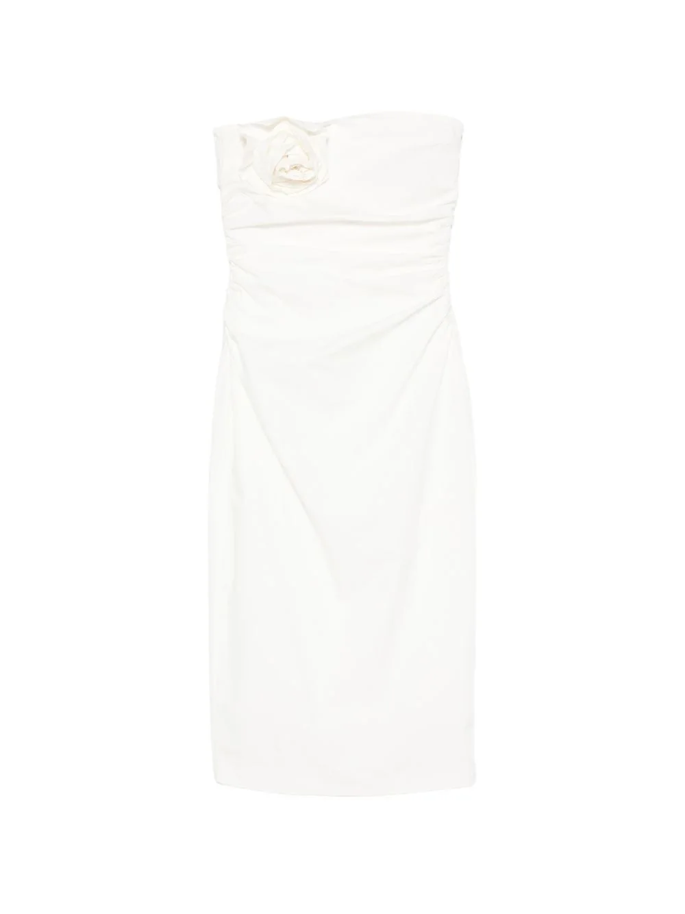 Vera flower-brooch strapless midi dress - 1