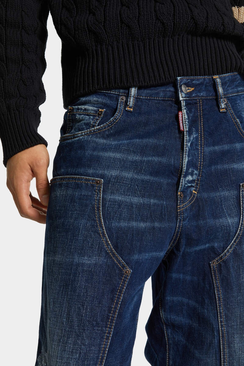 DARK SEMPLICE LOOSE CARPENTER JEANS - 5
