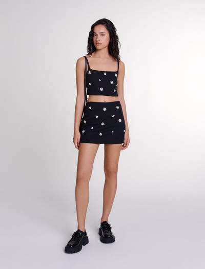 maje Diamanté effect skort outlook