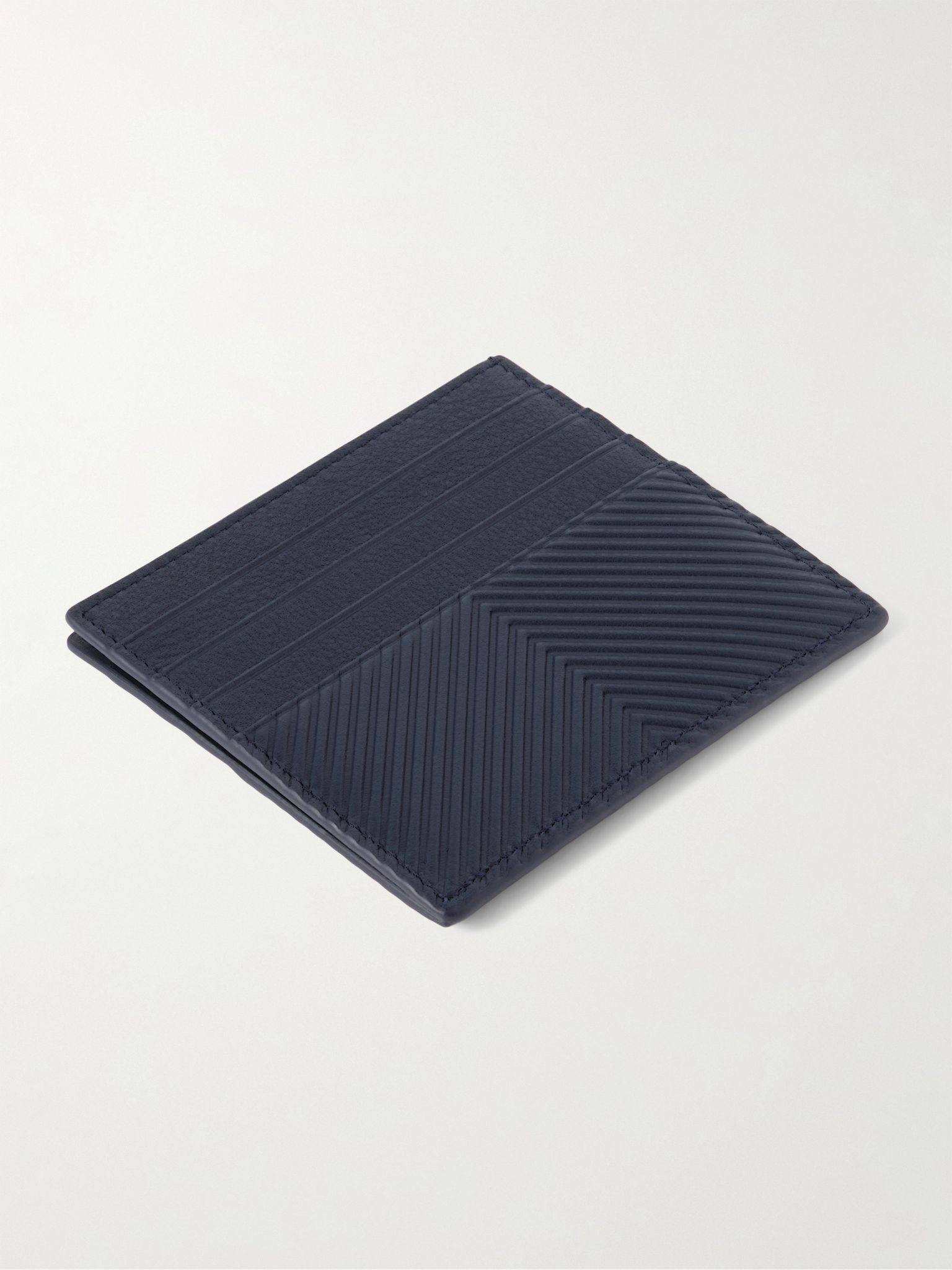 Logo-Print Debossed Leather Cardholder Navy - 2