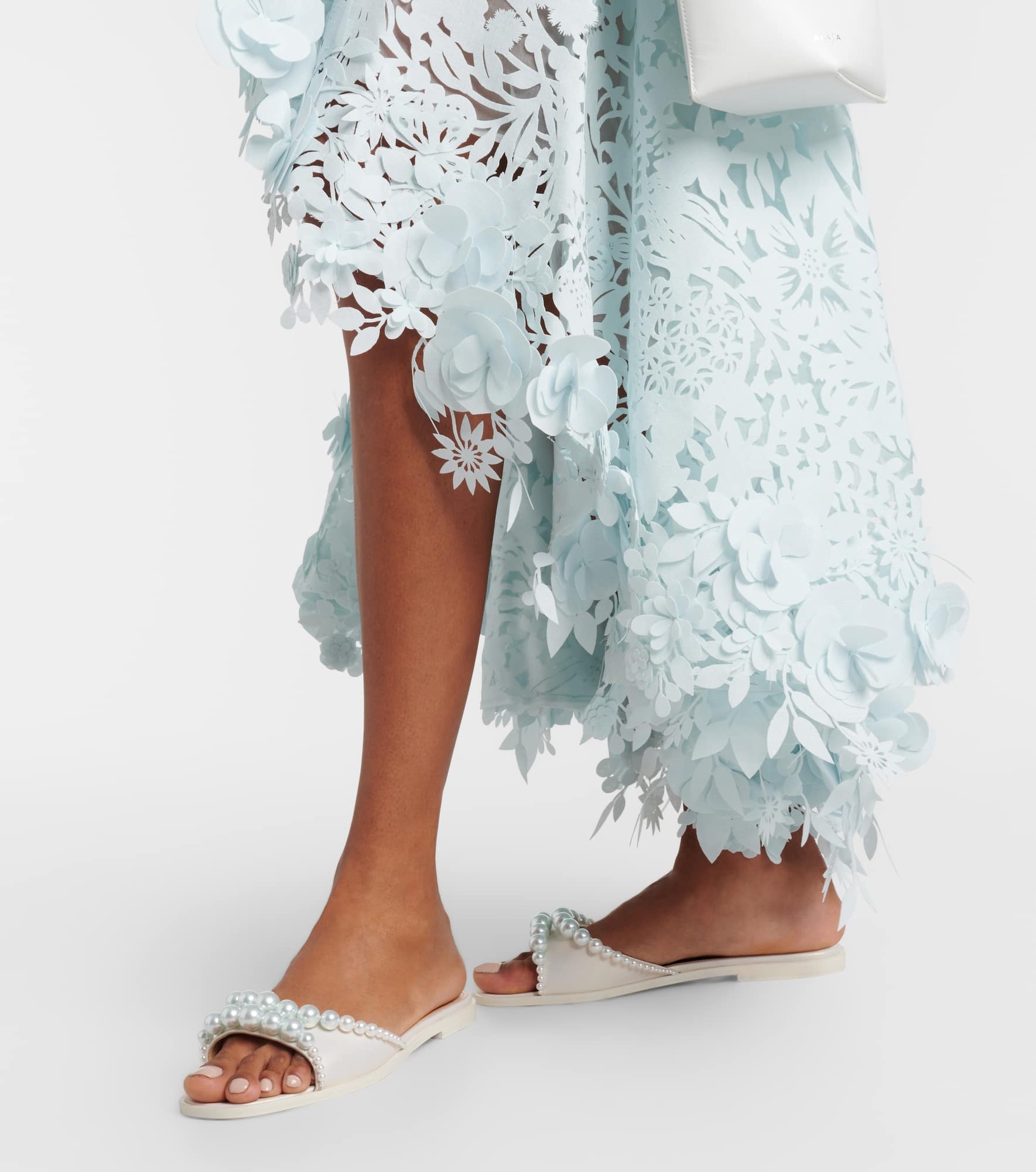Sirene faux-pearl leather slides - 4