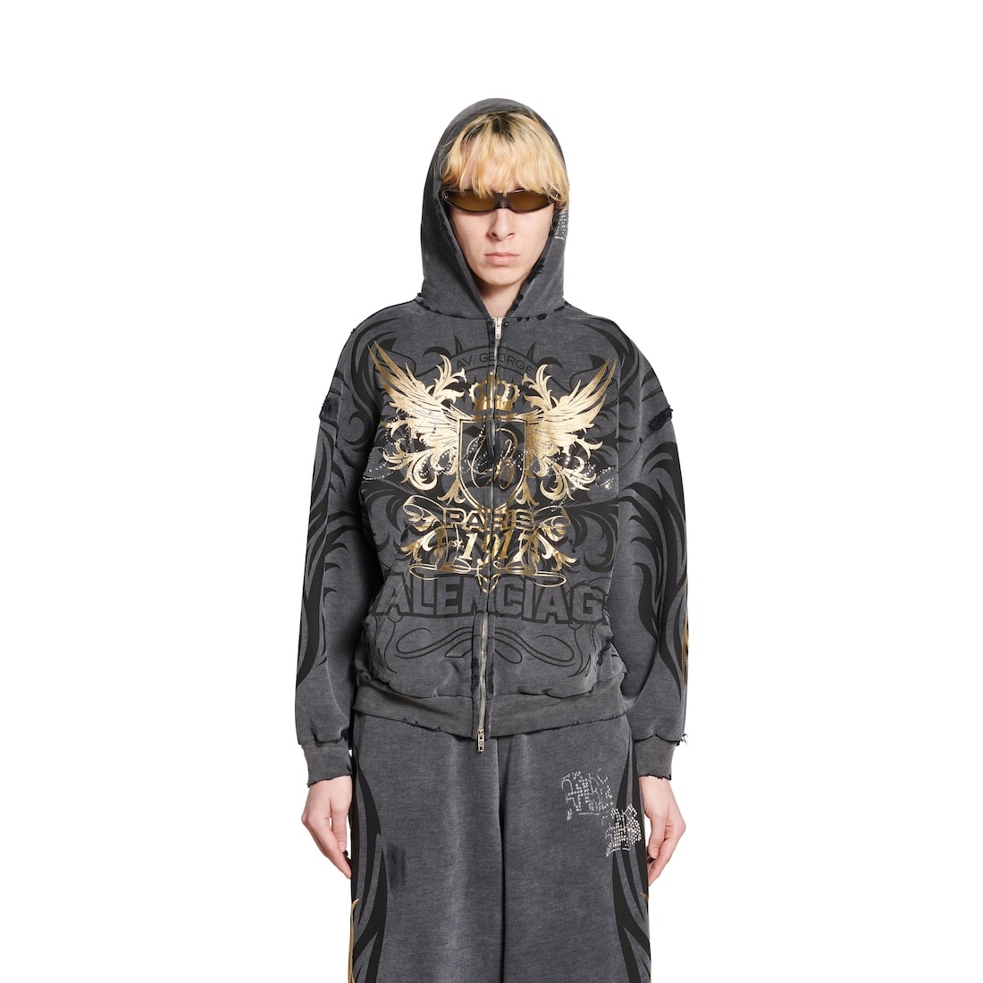 Men's Tacky Gold Zip-up Hoodie Regular Fit in Black - 5