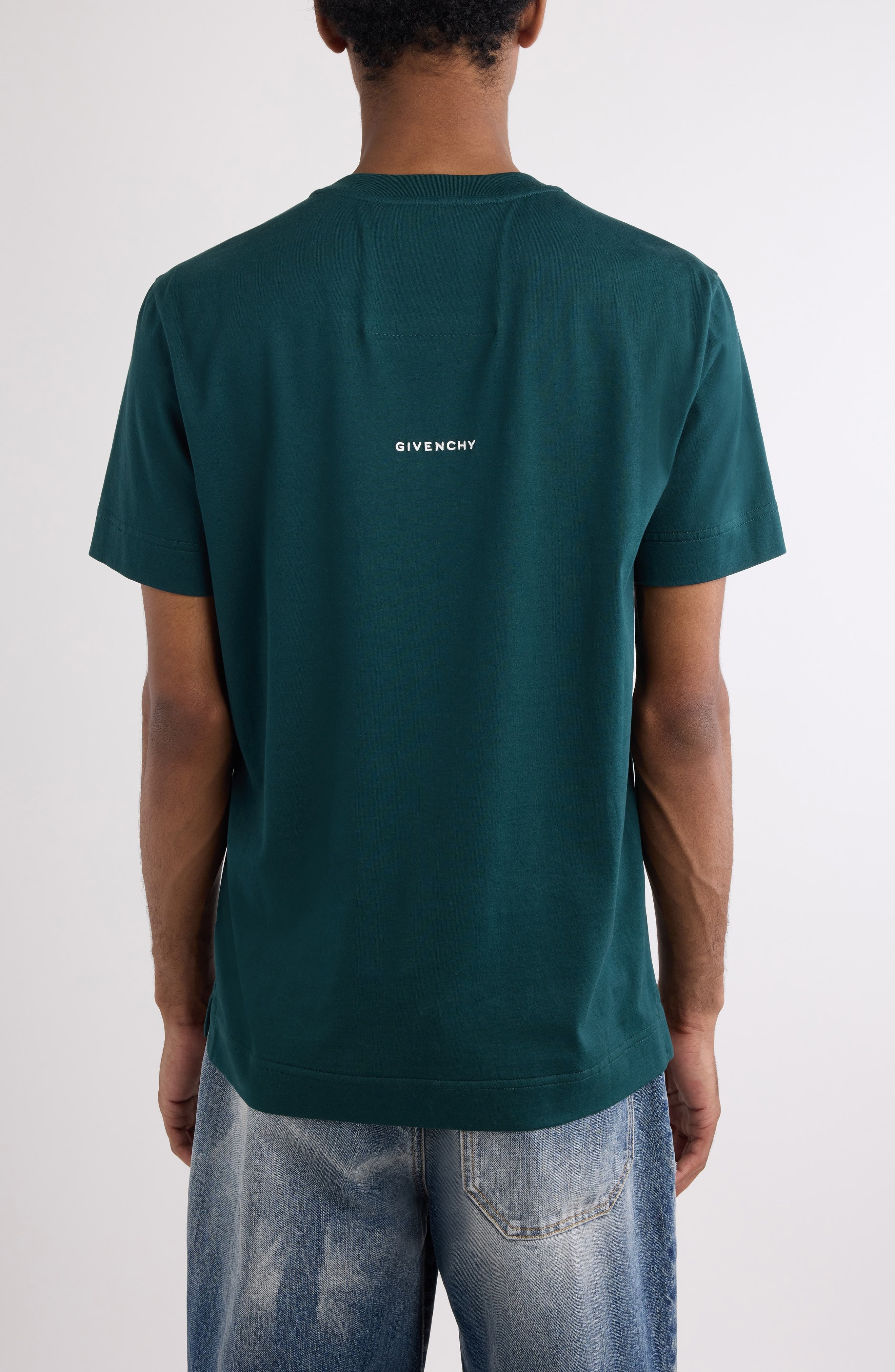 Givenchy Slim Fit 4G Embroidered Cotton T-Shirt in 302-Fir Green at Nordstrom - 3