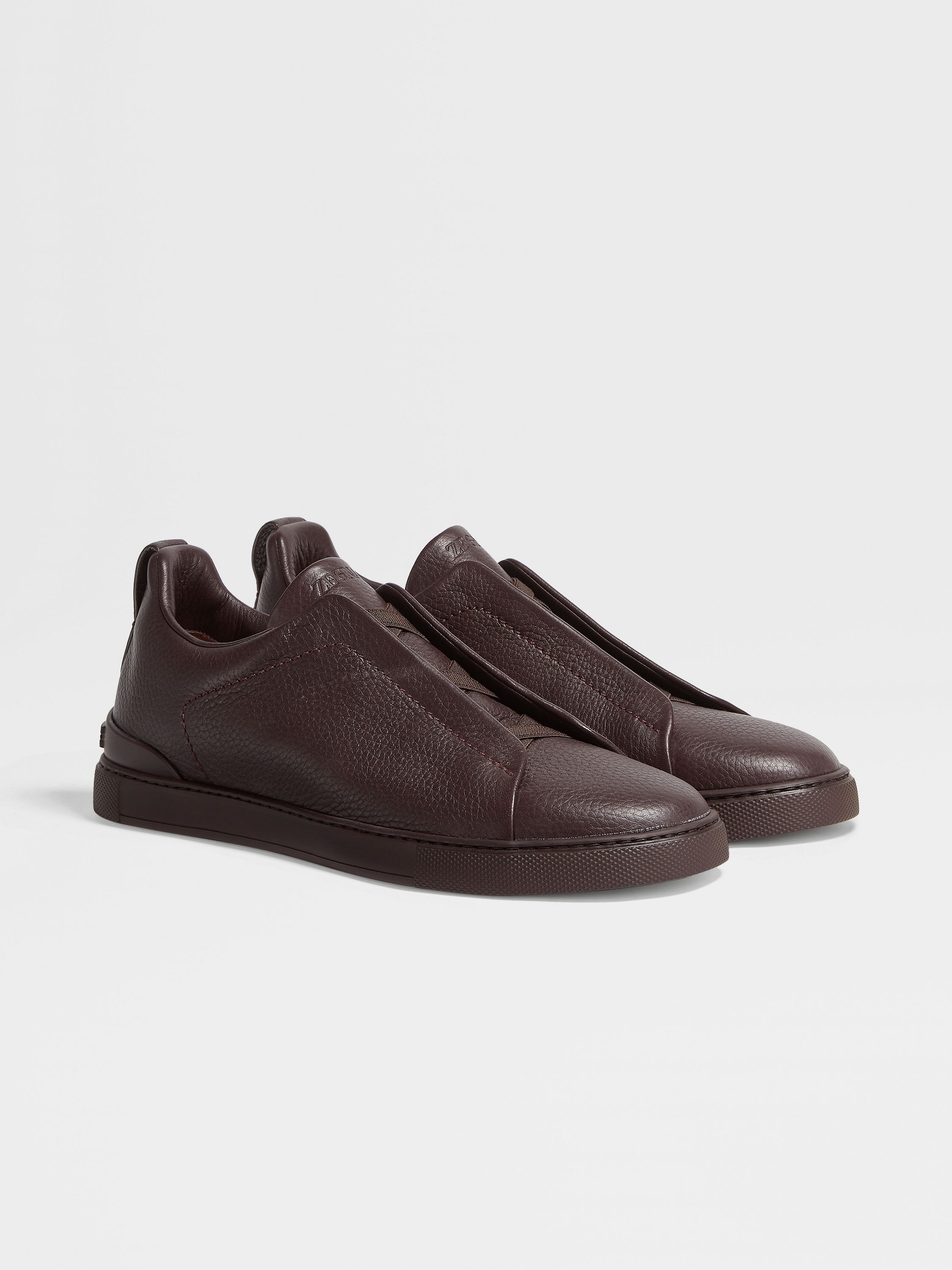 DARK BURGUNDY DEERSKIN TRIPLE STITCH™ SNEAKERS - 1