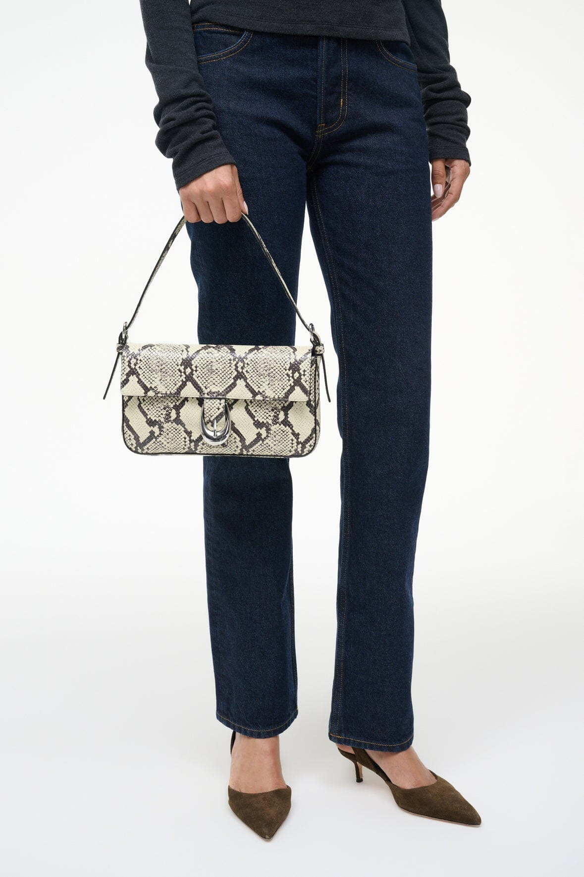 STAUD HARLOW BAG WHITE SNAKE - 6