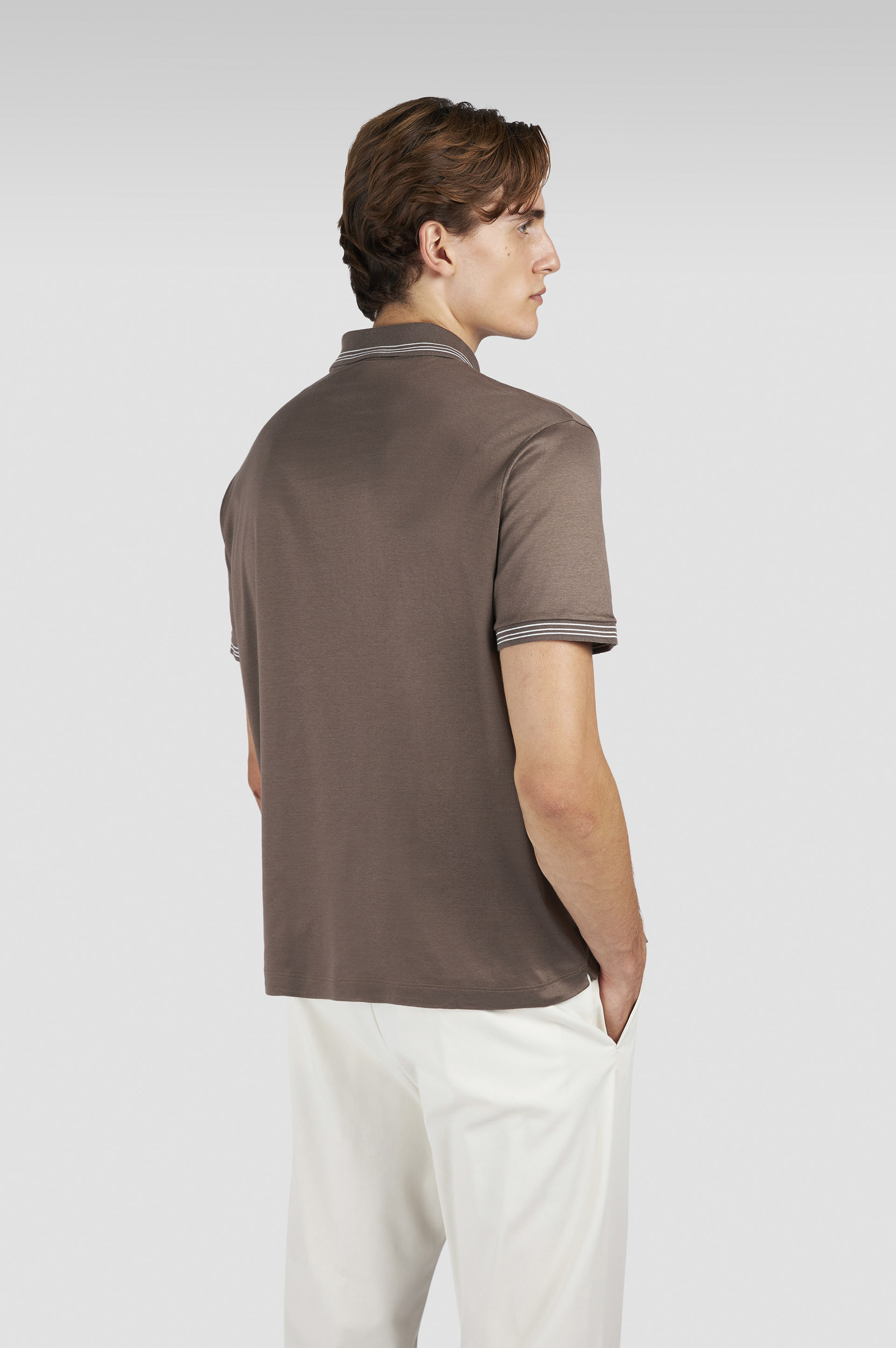 X-SOFT INTERLOCK COTTON POLO SHIRT WITH STRIPED PROFILES - 3