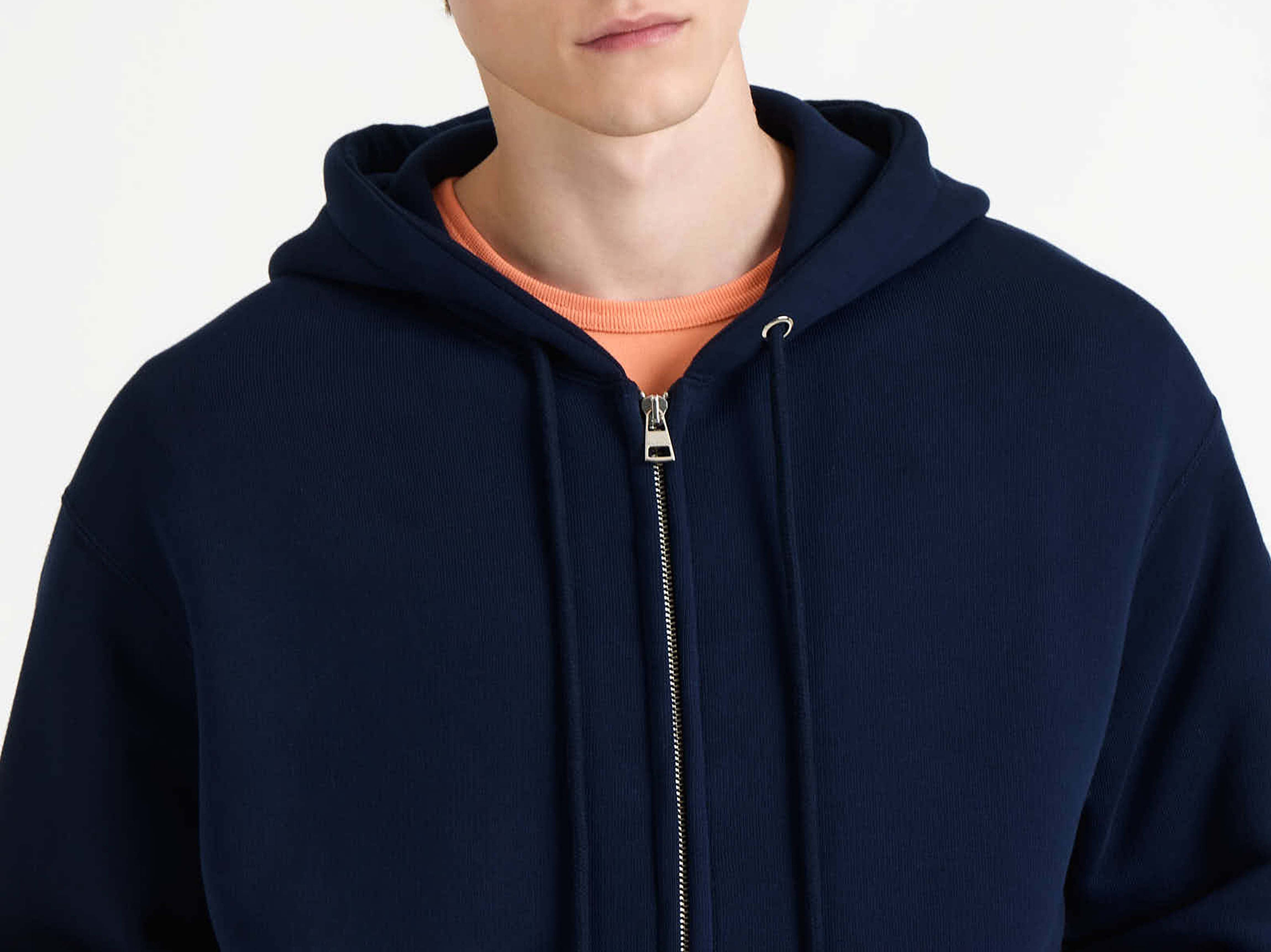 FRONT ZIP HOODIE IN NAVY - 5