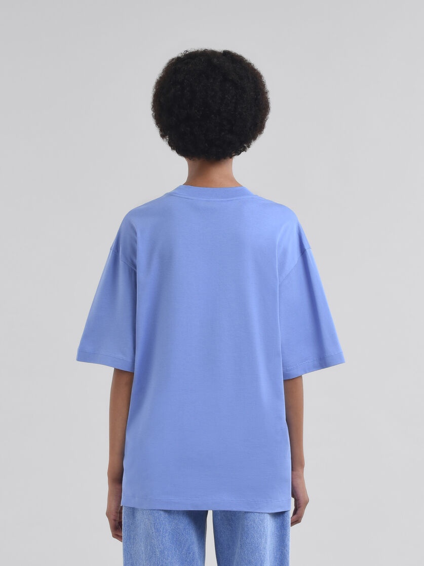 LIGHT BLUE JERSEY COTTON T-SHIRT WITH MARNI SCRIBBLED LOGO - 3