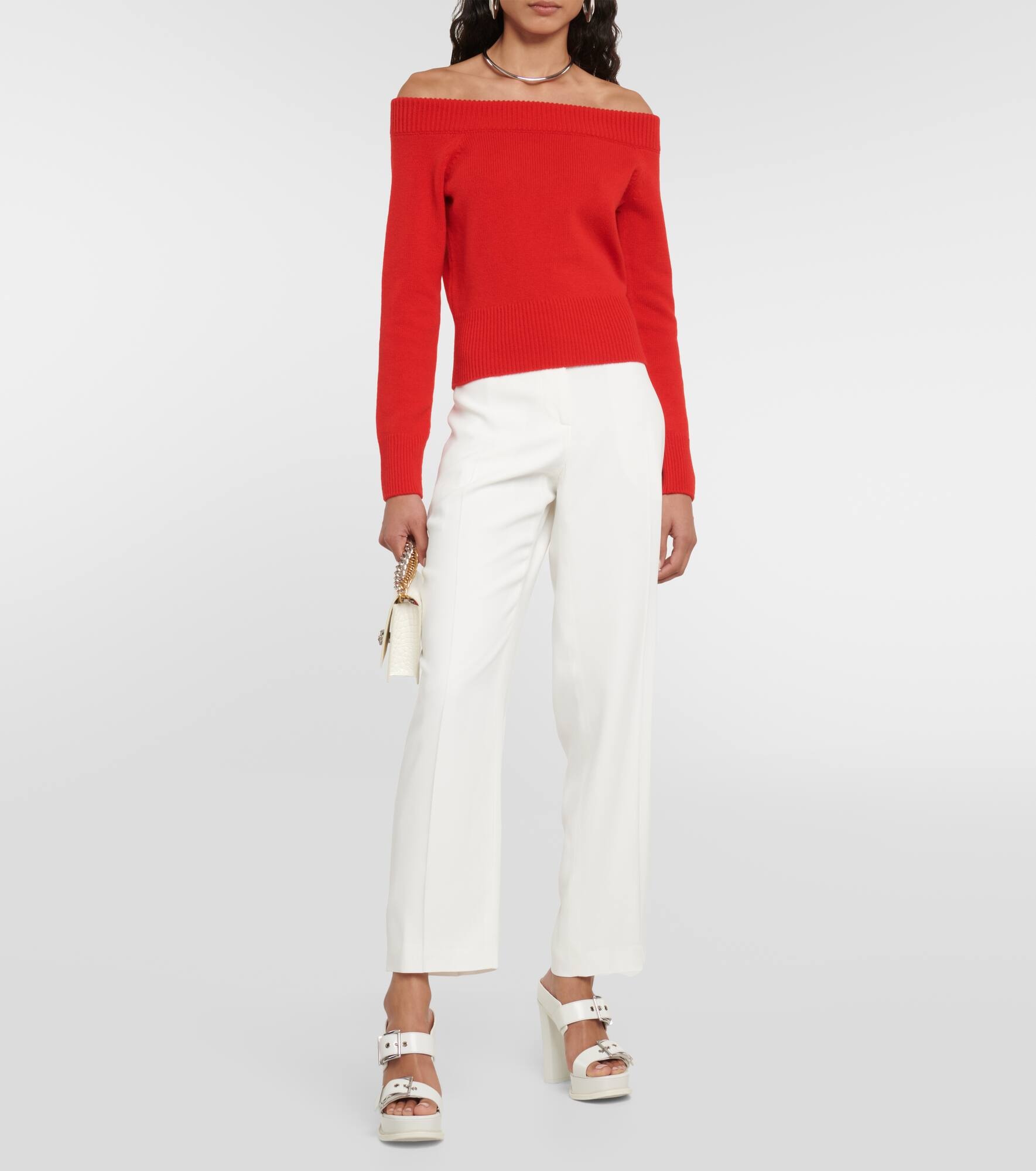 Mid-rise slim crêpe pants - 2
