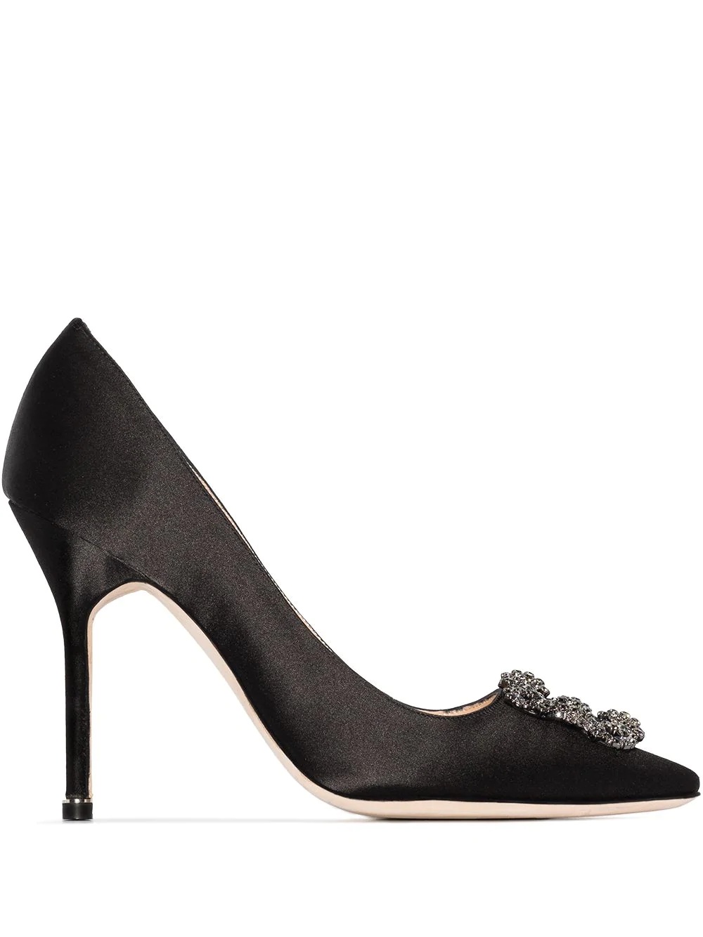 Black Hangisi Buckle 105 Satin Pumps - 1