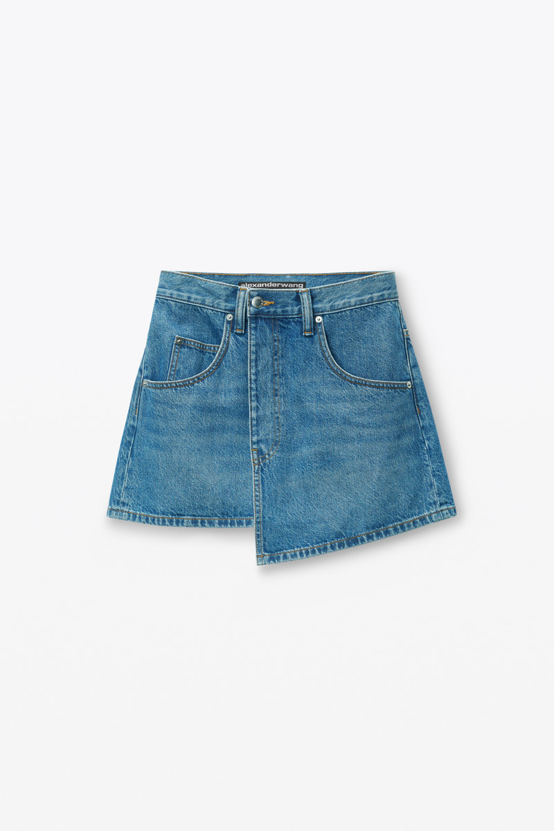 Distressed Denim Wrap Skirt - 1