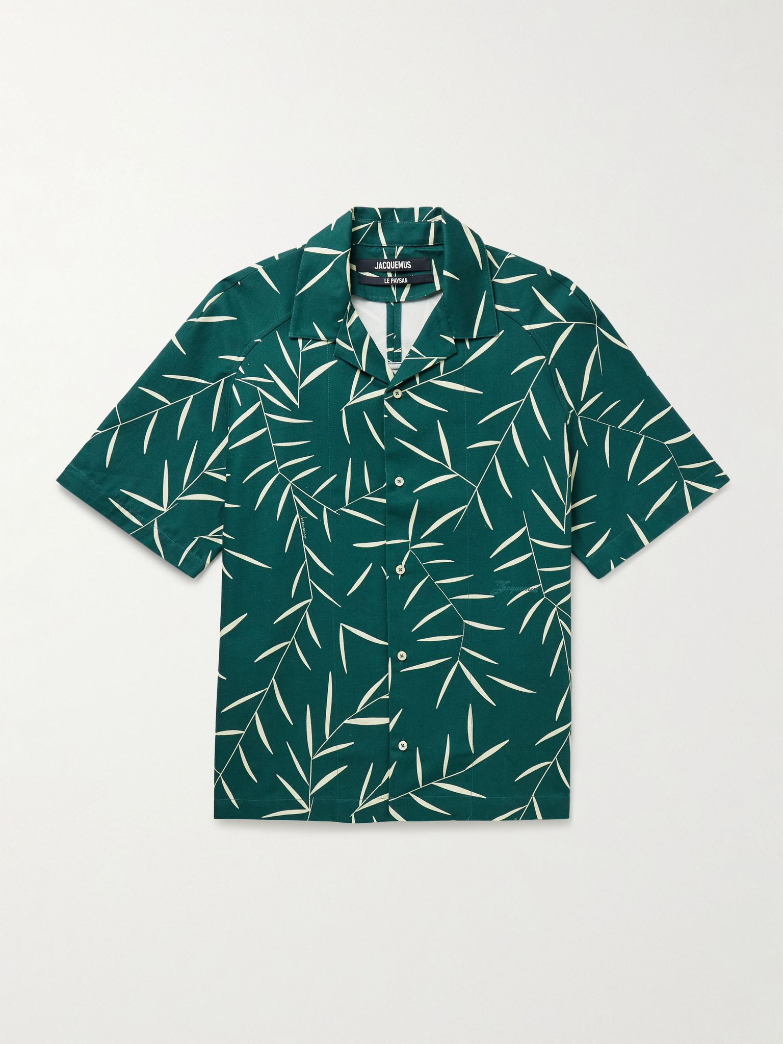 Fonccio Camp-Collar Printed Cotton-Twill Shirt Green - 1