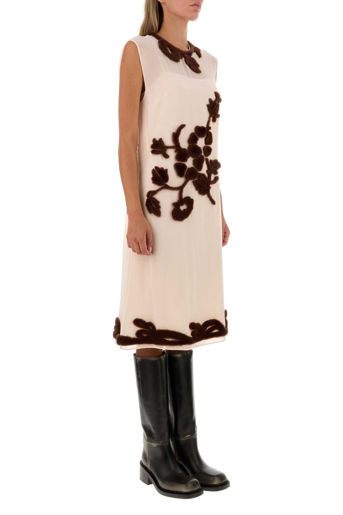 Prada Women Light Pink Georgette Dress - 3