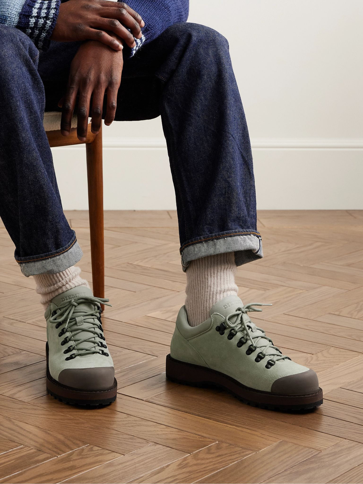 Cornaro Rubber-Trimmed Suede Sneakers Mint - 2