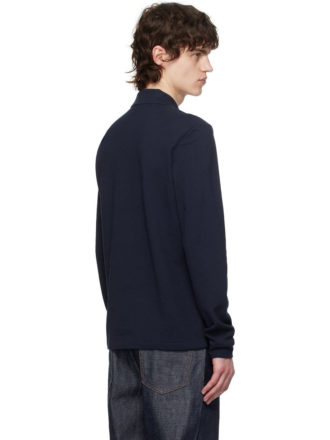Navy Classic Fit Long Sleeve Polo - 3