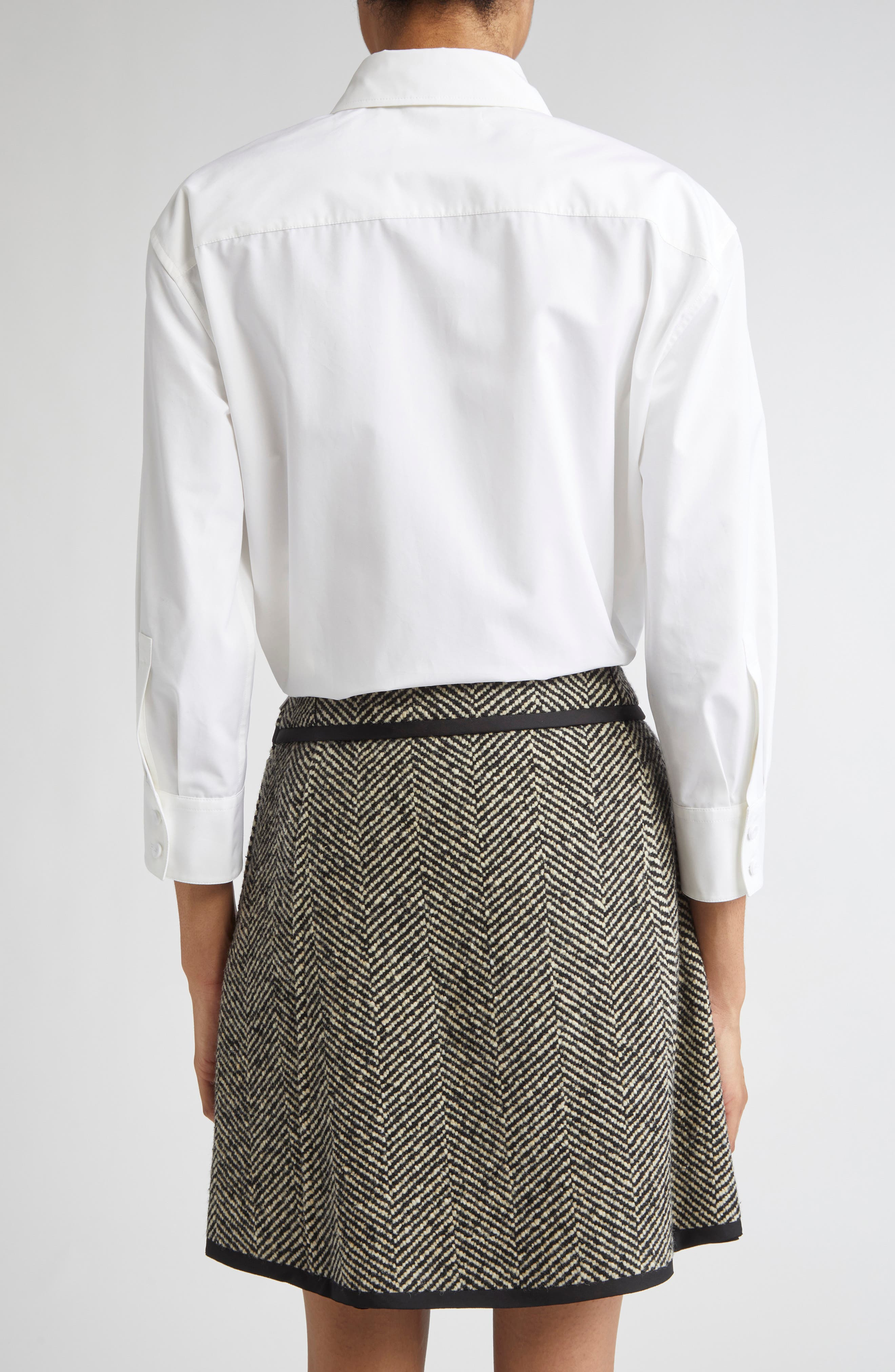 Jil Sander Classic Crop Cotton Button-Up Shirt in Optic White at Nordstrom - 3