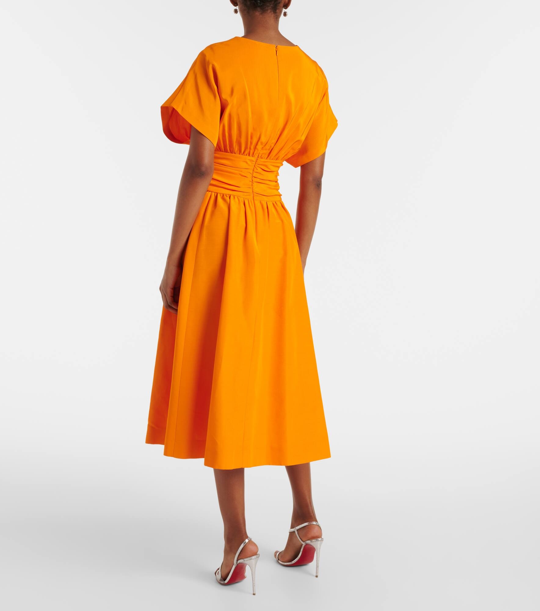 Gathered cotton-blend cocktail dress - 3